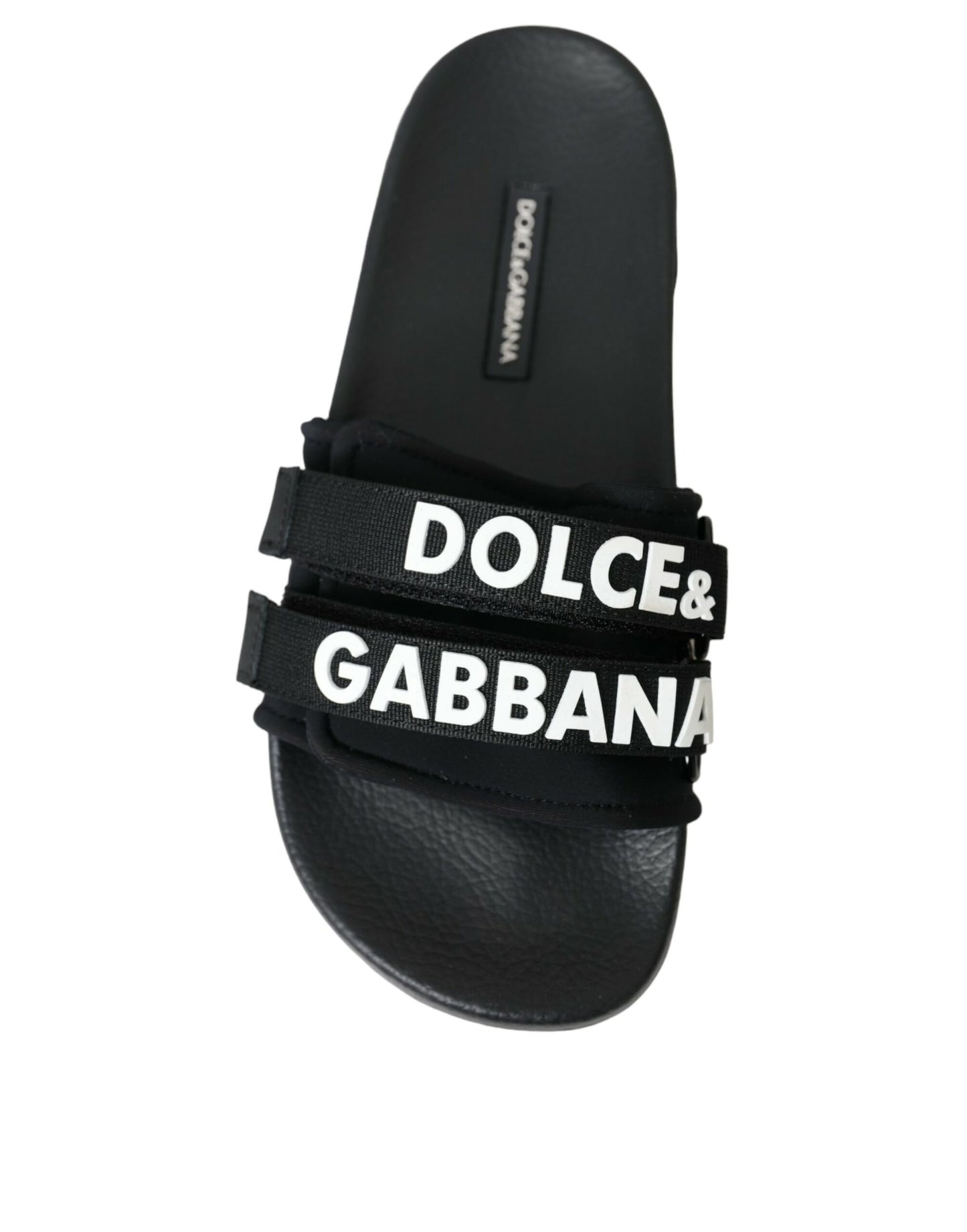 Claquettes plates en néoprène noir Dolce & Gabbana, chaussures de plage