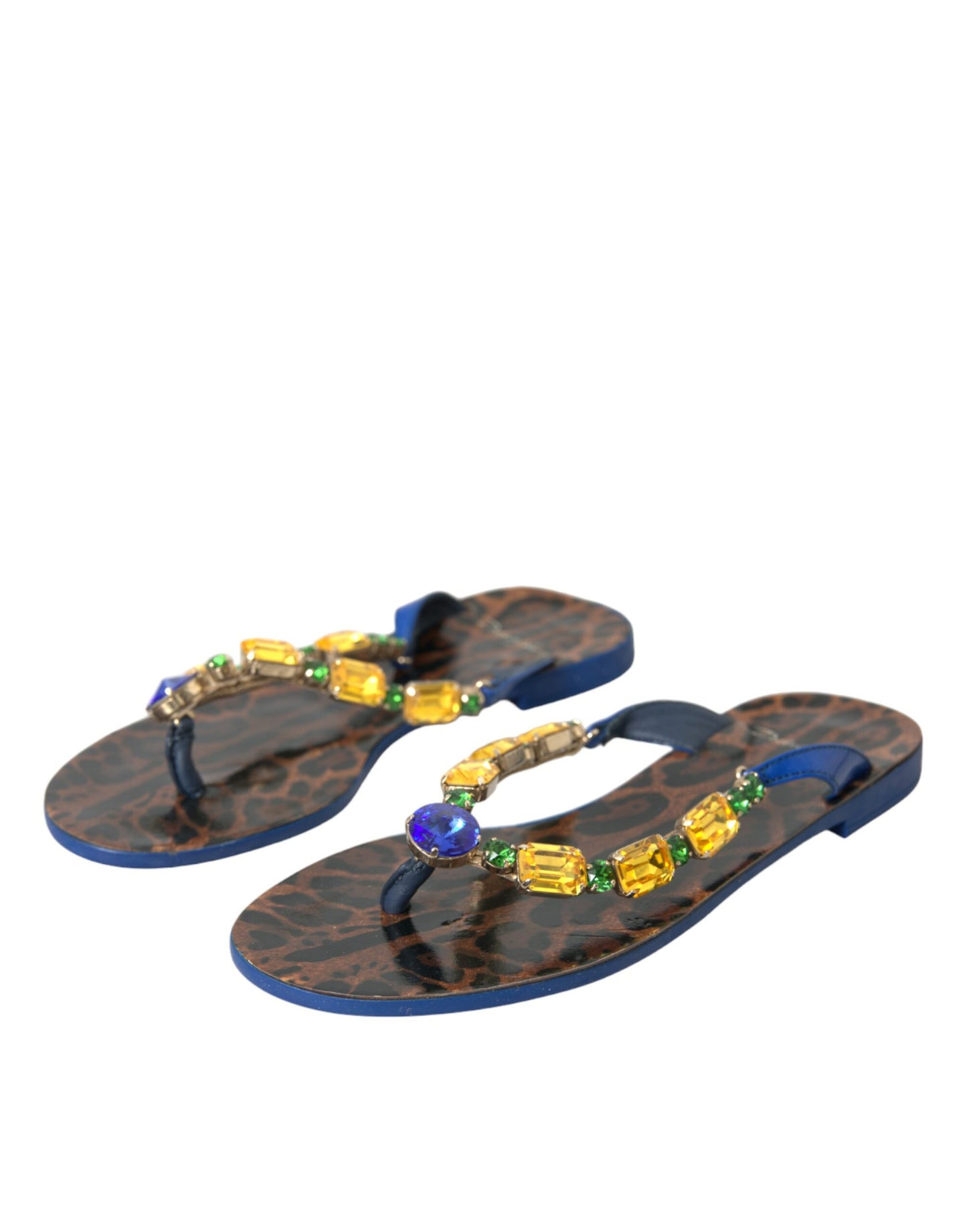Chaussures de plage Dolce & Gabbana en cuir de veau bleu cristal