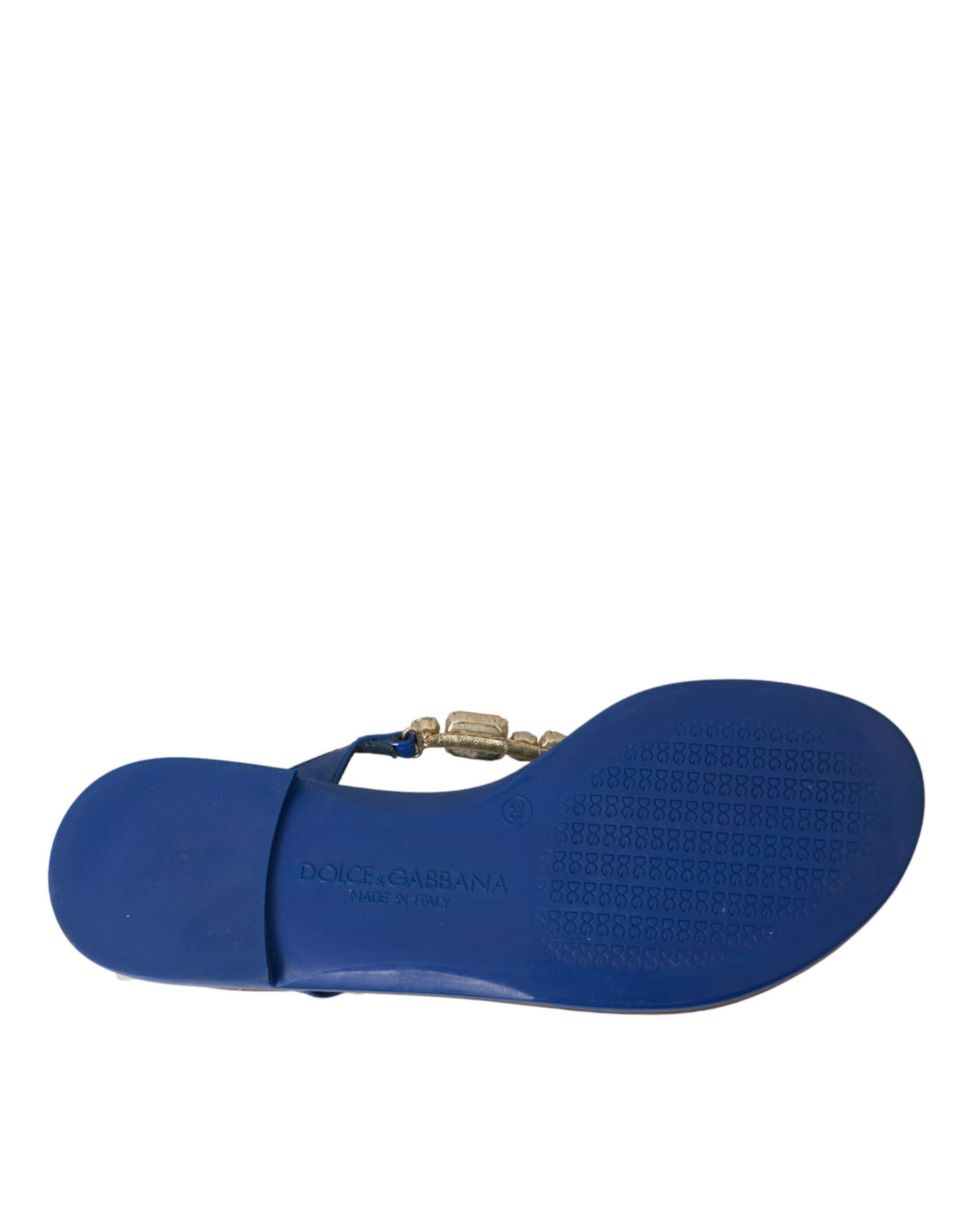 Chaussures de plage Dolce & Gabbana en cuir de veau bleu cristal
