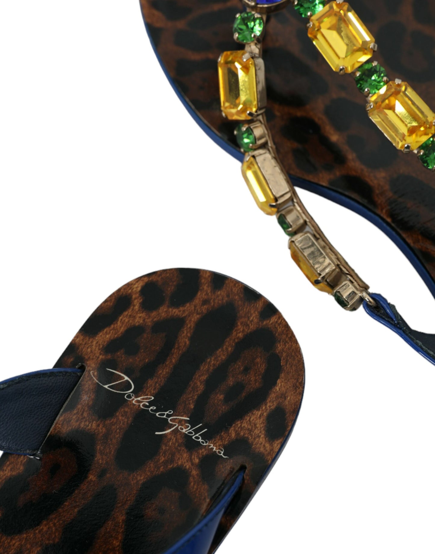 Chaussures de plage Dolce & Gabbana en cuir de veau bleu cristal