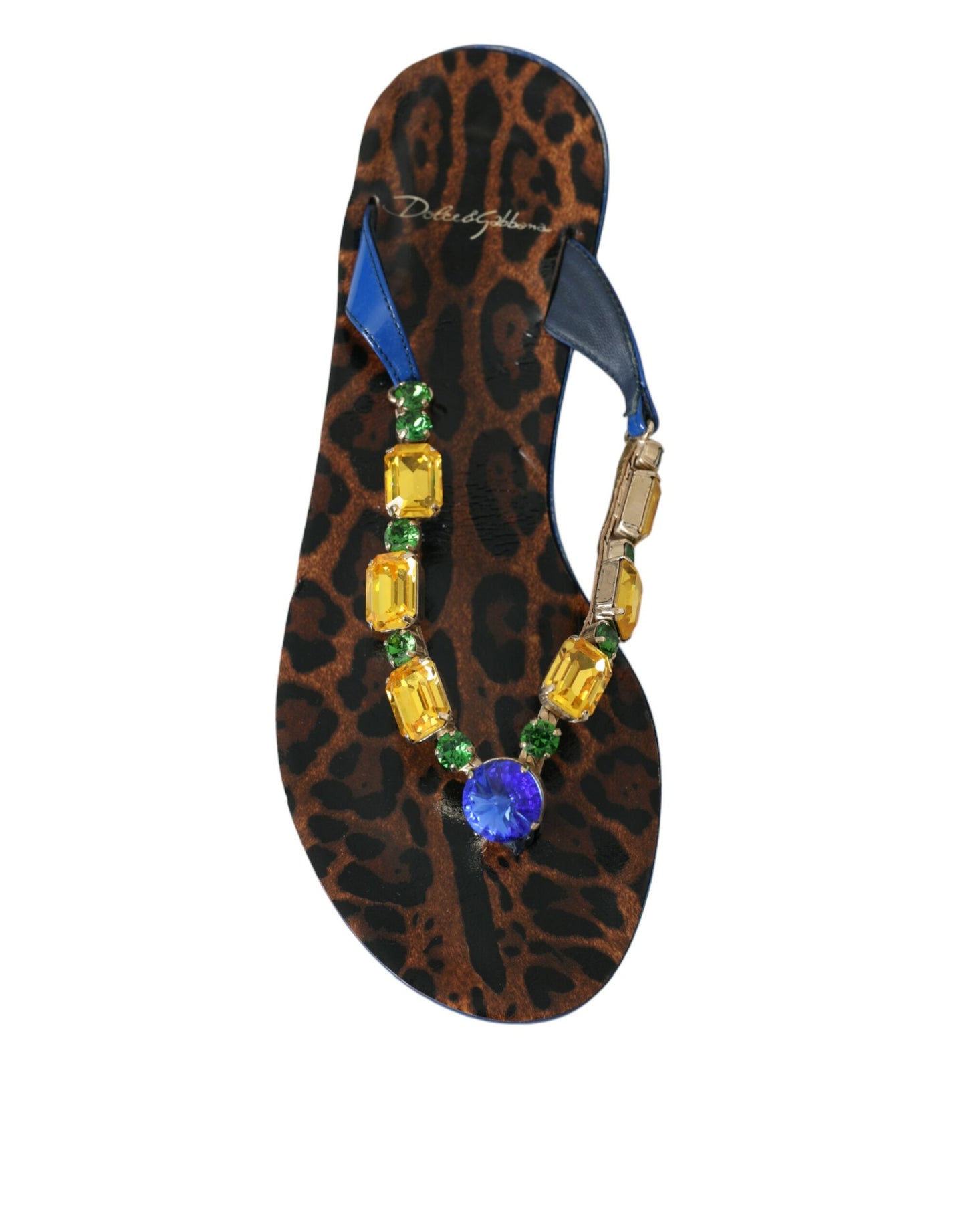 Chaussures de plage Dolce & Gabbana en cuir de veau bleu cristal