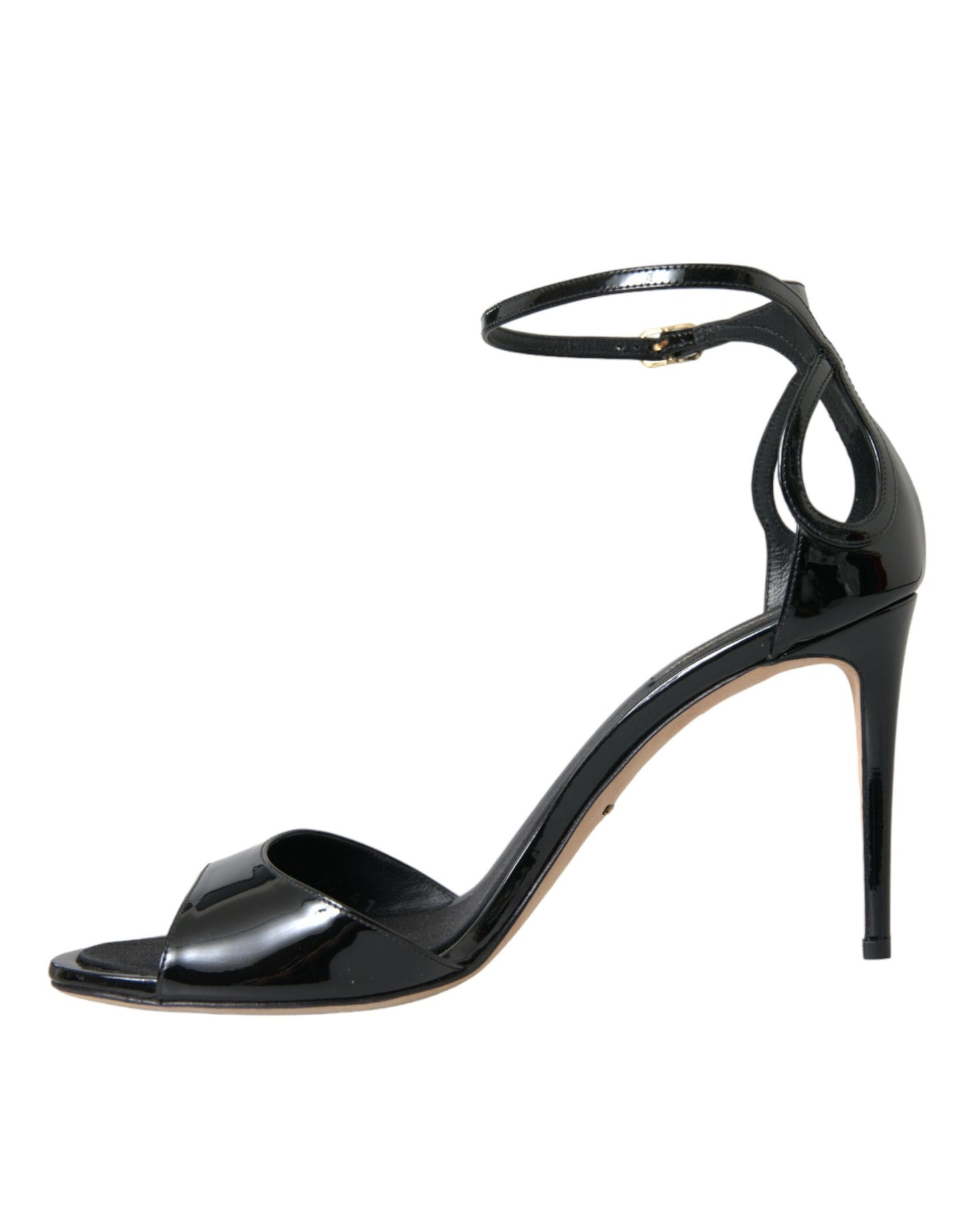 Sandales à talons en cuir noir Dolce & Gabbana KEIRA
