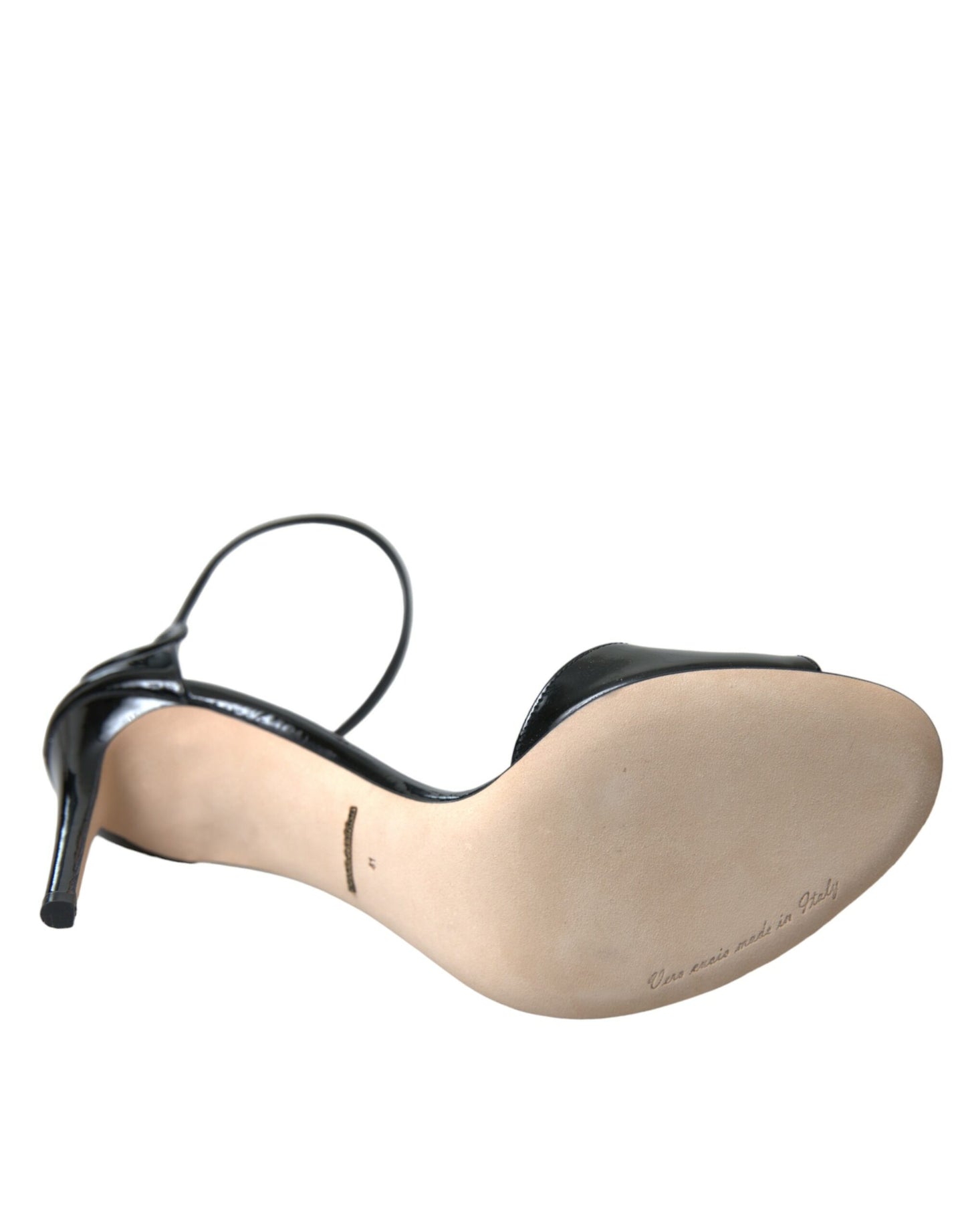 Sandales à talons en cuir noir Dolce & Gabbana KEIRA