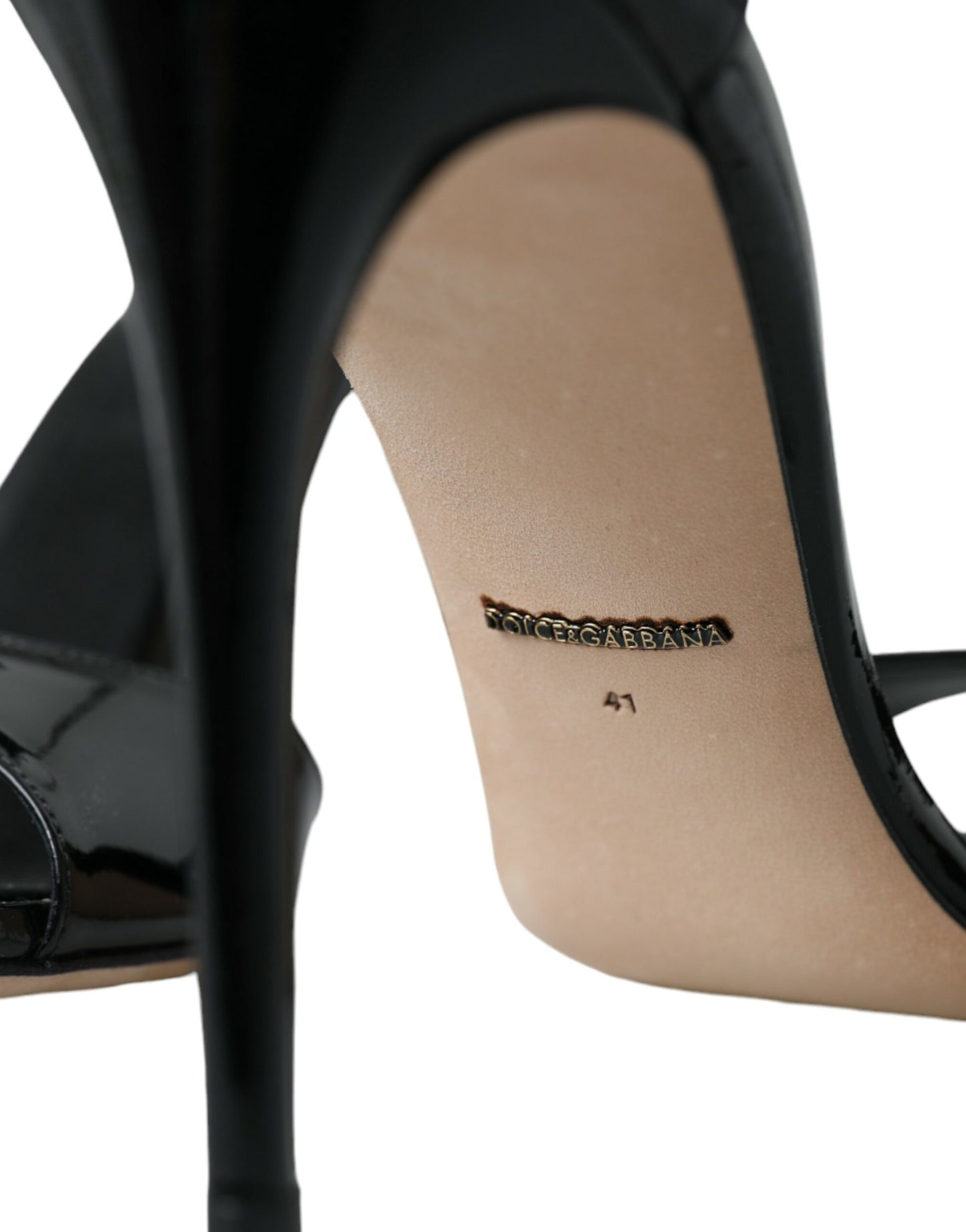 Sandales à talons en cuir noir Dolce & Gabbana KEIRA