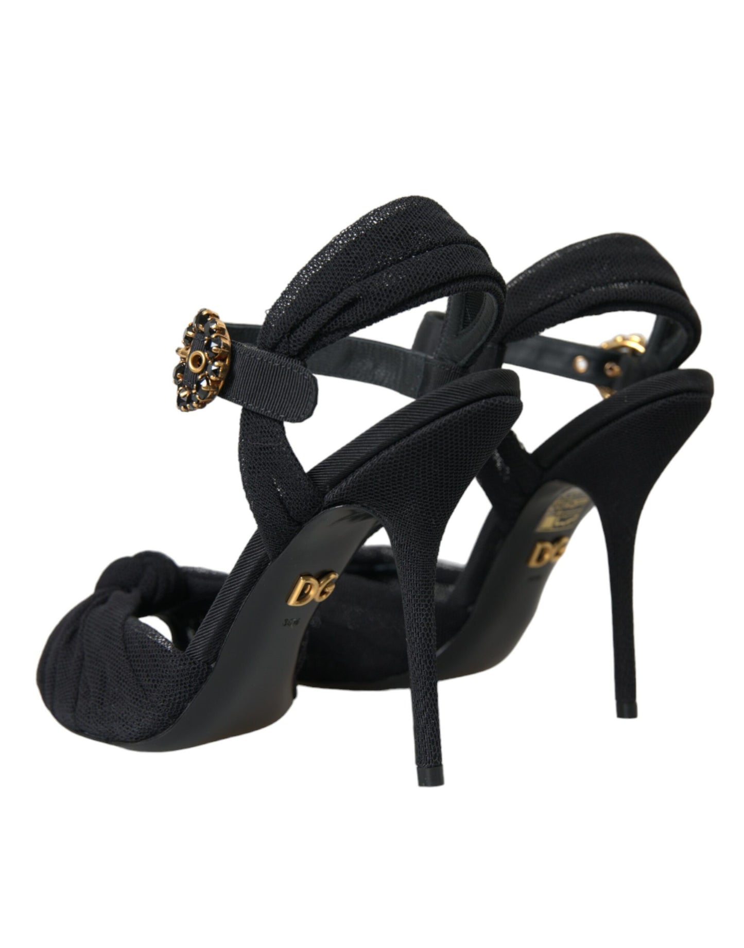 Sandales à talons en daim noir Dolce & Gabbana