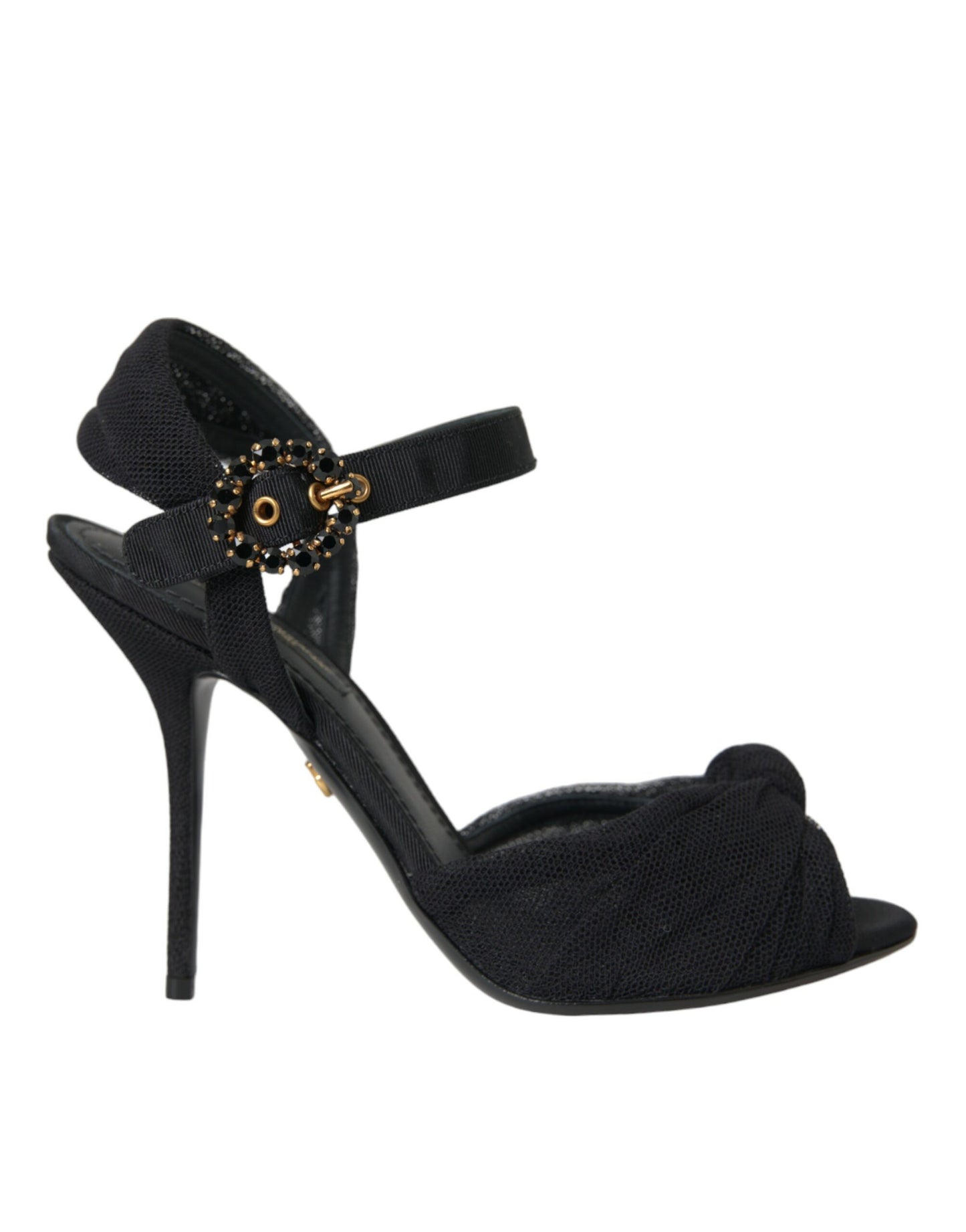 Sandales à talons en daim noir Dolce & Gabbana