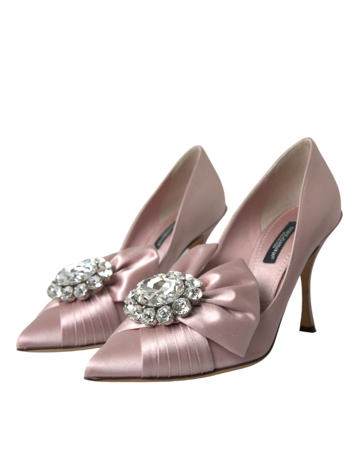 Escarpins à talons hauts Dolce & Gabbana en satin rose et cristal