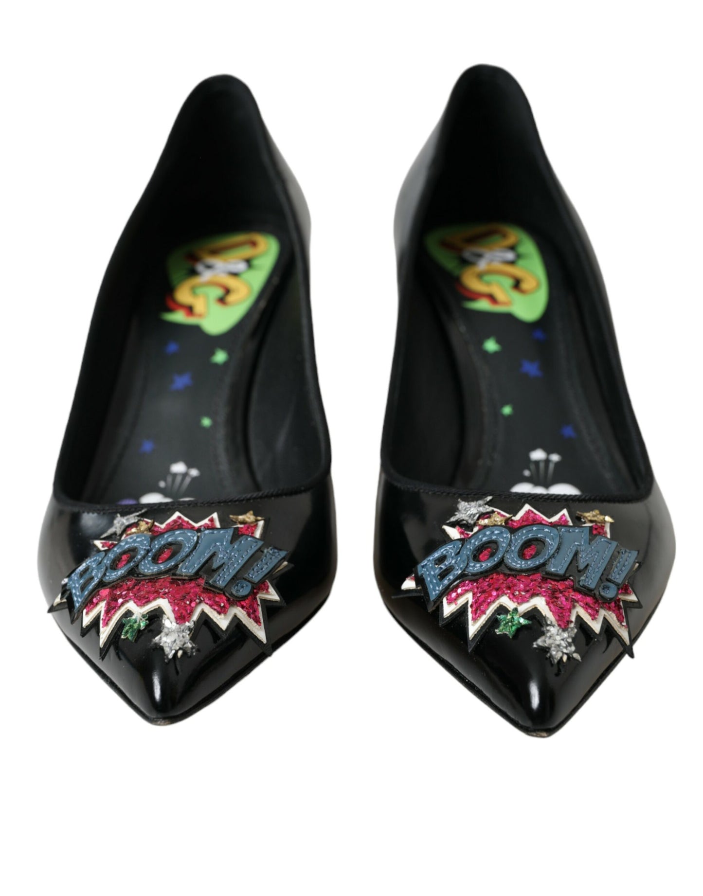 Escarpins à talons en cuir noir Dolce & Gabbana BOOM Patch