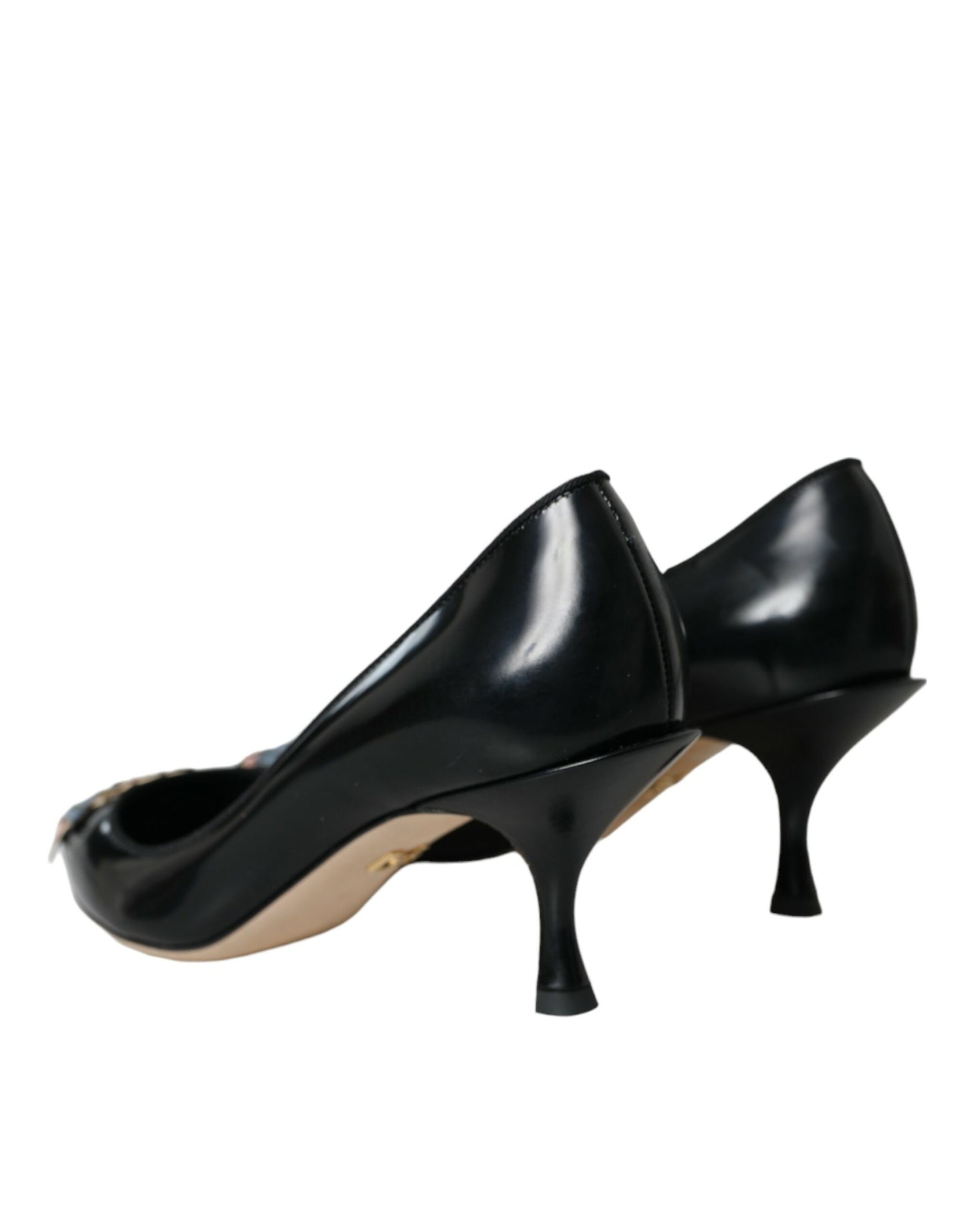 Escarpins à talons en cuir noir Dolce & Gabbana BOOM Patch