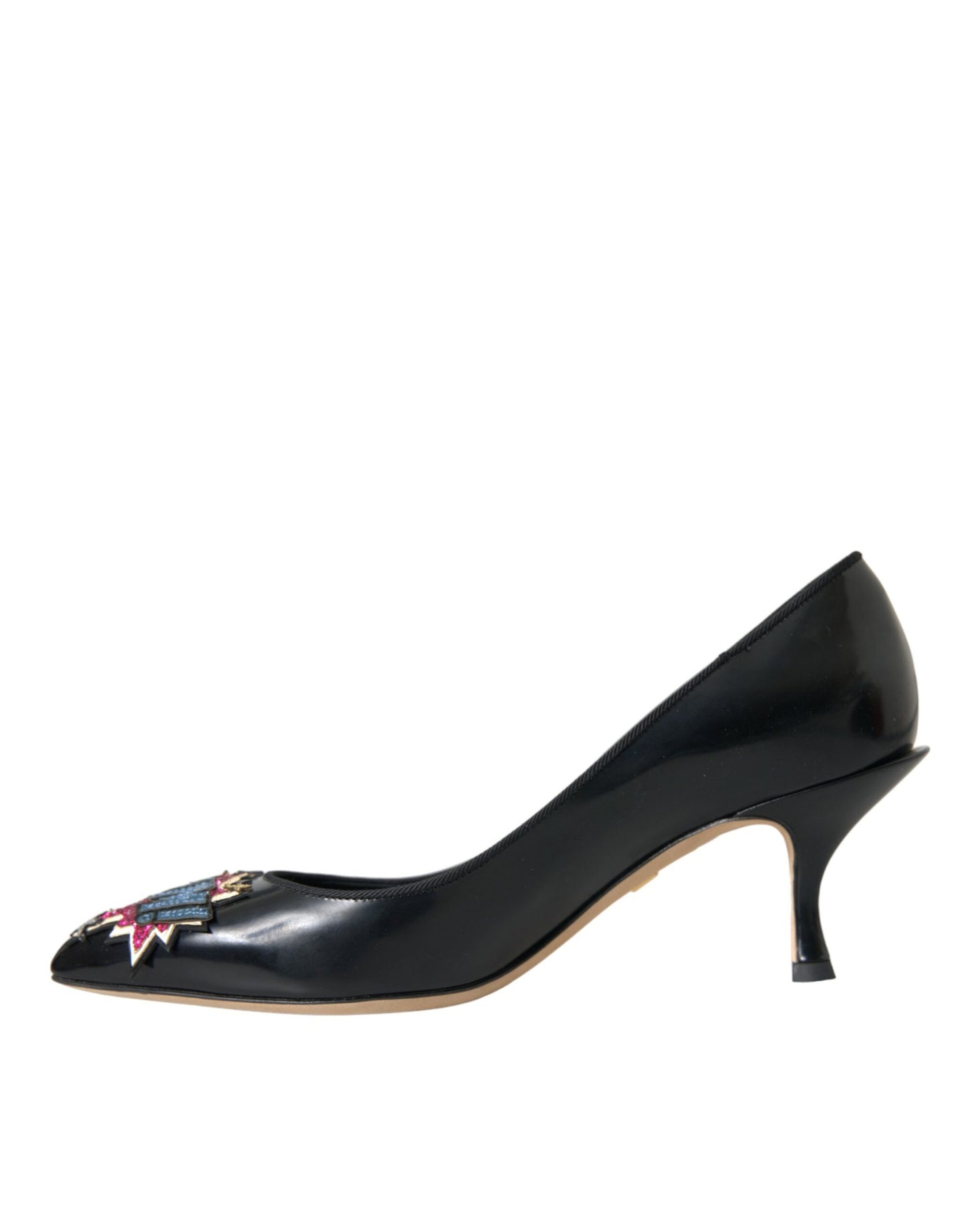 Escarpins à talons en cuir noir Dolce & Gabbana BOOM Patch