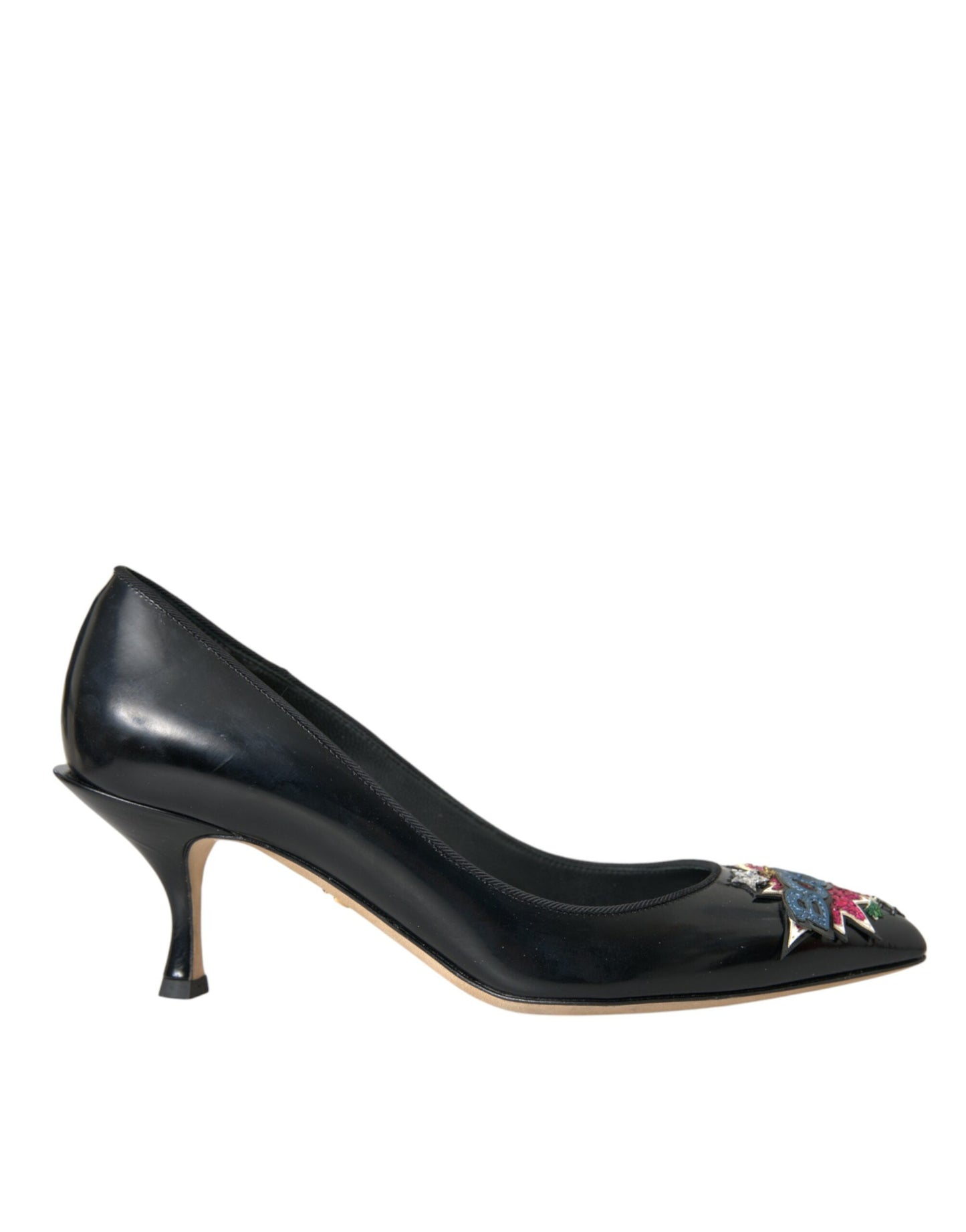 Escarpins à talons en cuir noir Dolce & Gabbana BOOM Patch