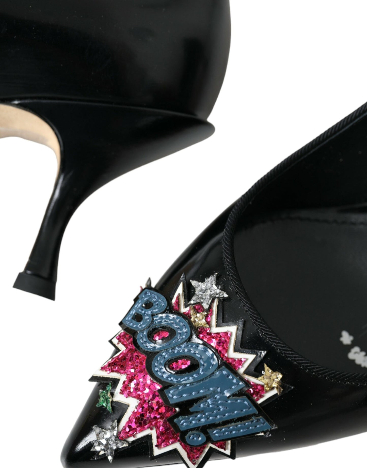 Escarpins à talons en cuir noir Dolce & Gabbana BOOM Patch