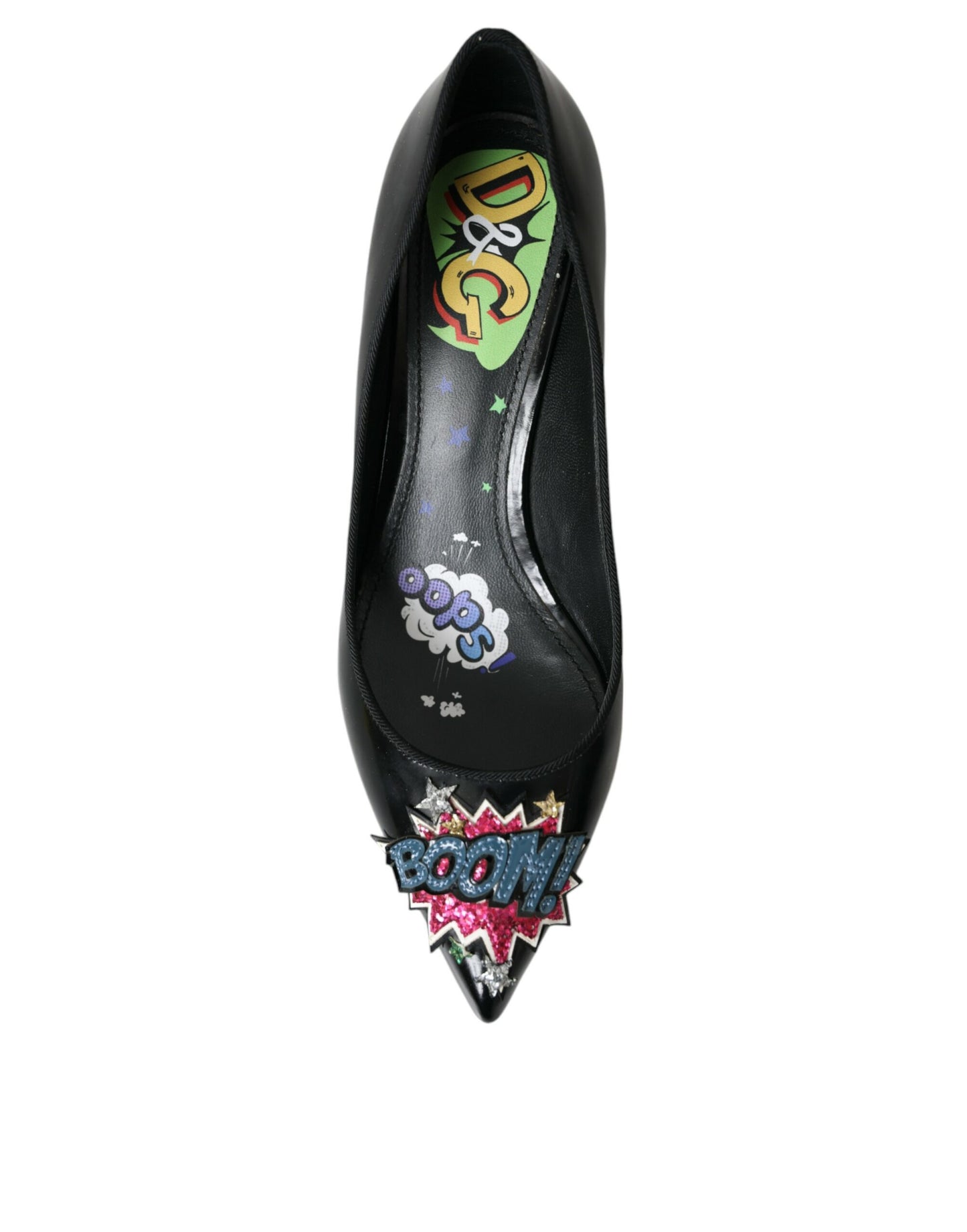 Escarpins à talons en cuir noir Dolce & Gabbana BOOM Patch
