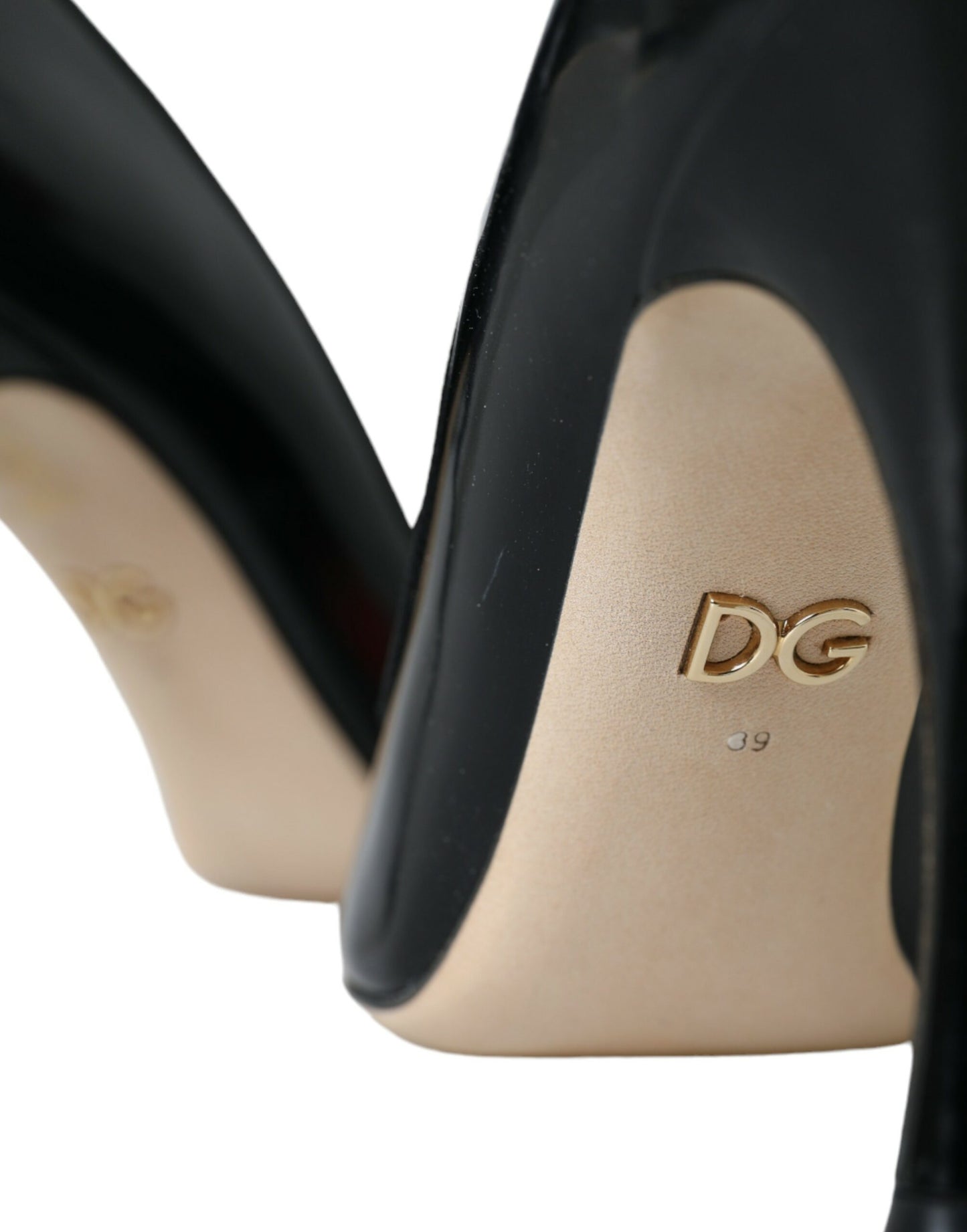 Escarpins à talons en cuir noir Dolce & Gabbana avec patch WOW