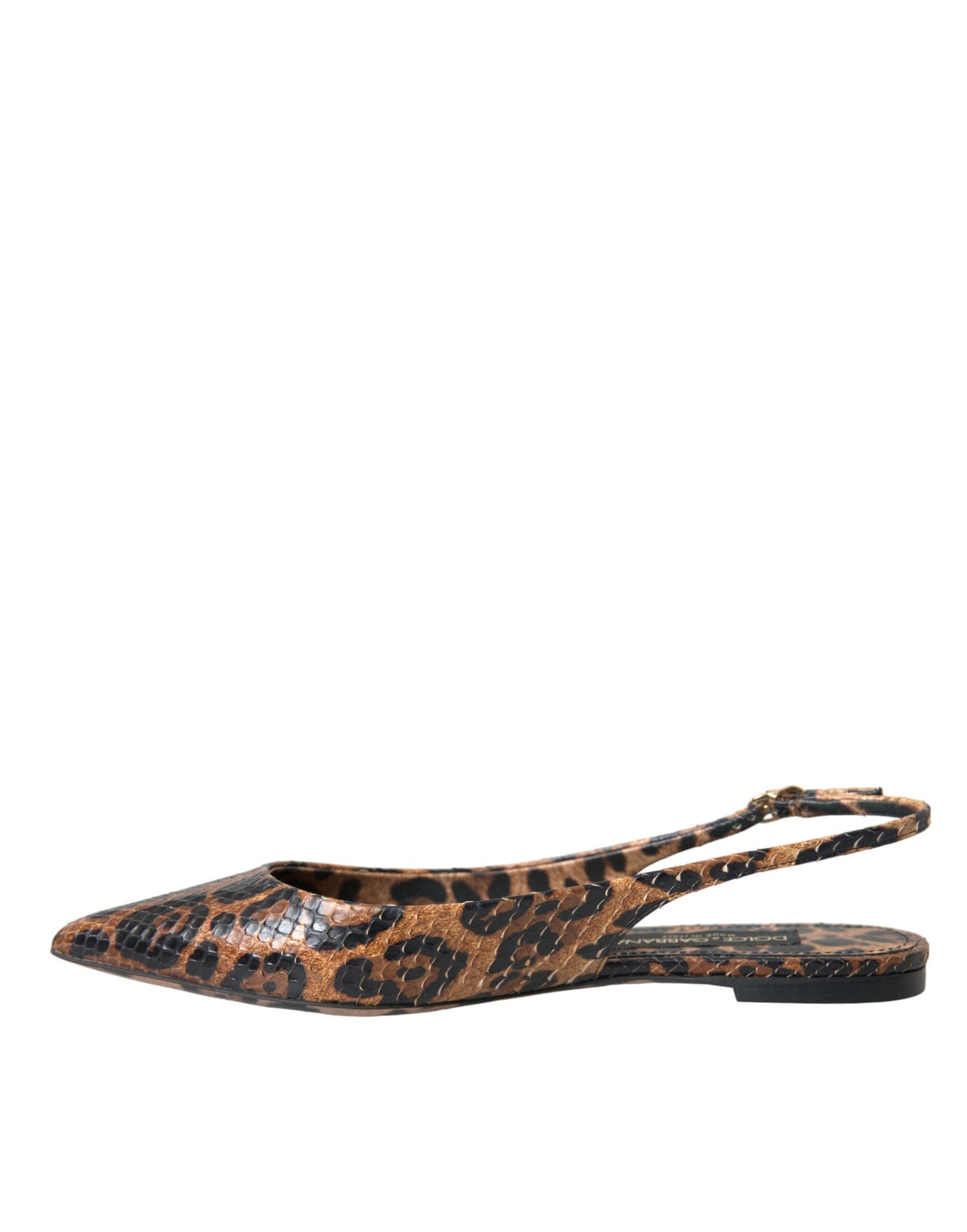 Chaussures à bride arrière en peau exotique léopard marron Dolce & Gabbana