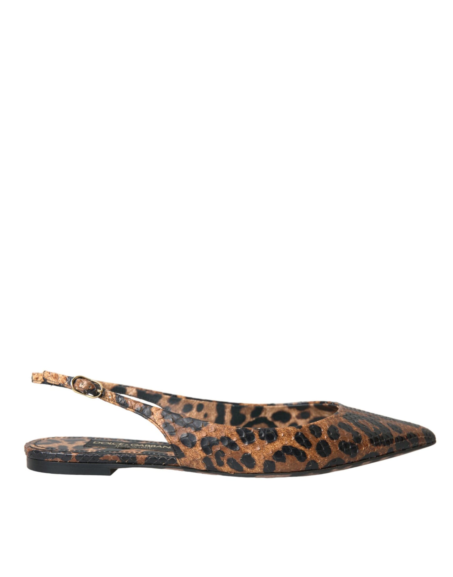 Chaussures à bride arrière en peau exotique léopard marron Dolce & Gabbana