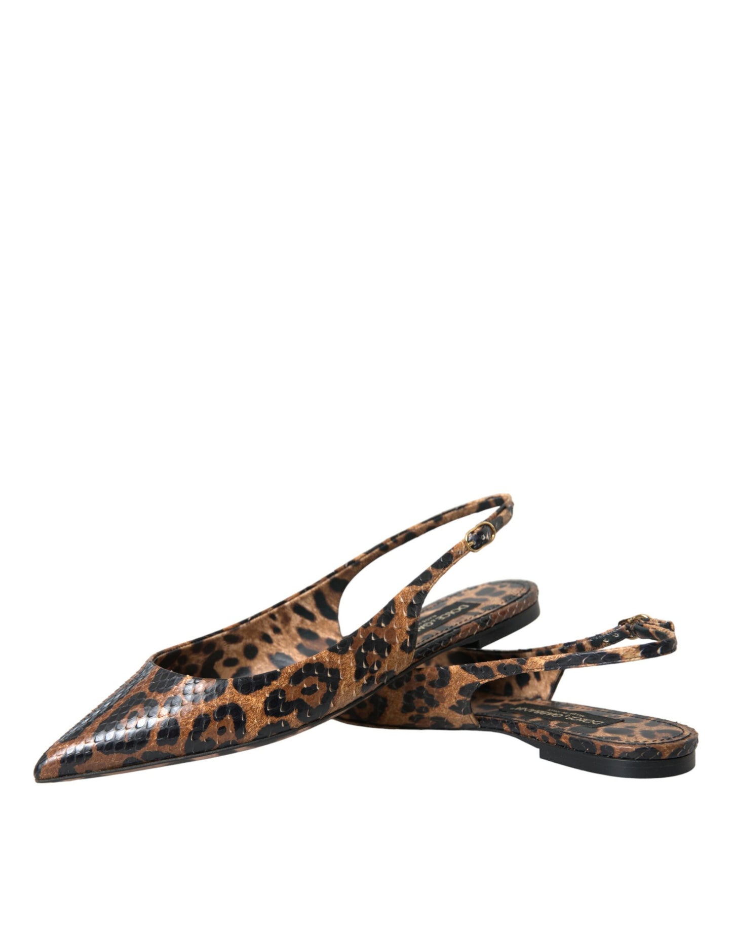Chaussures à bride arrière en peau exotique léopard marron Dolce & Gabbana