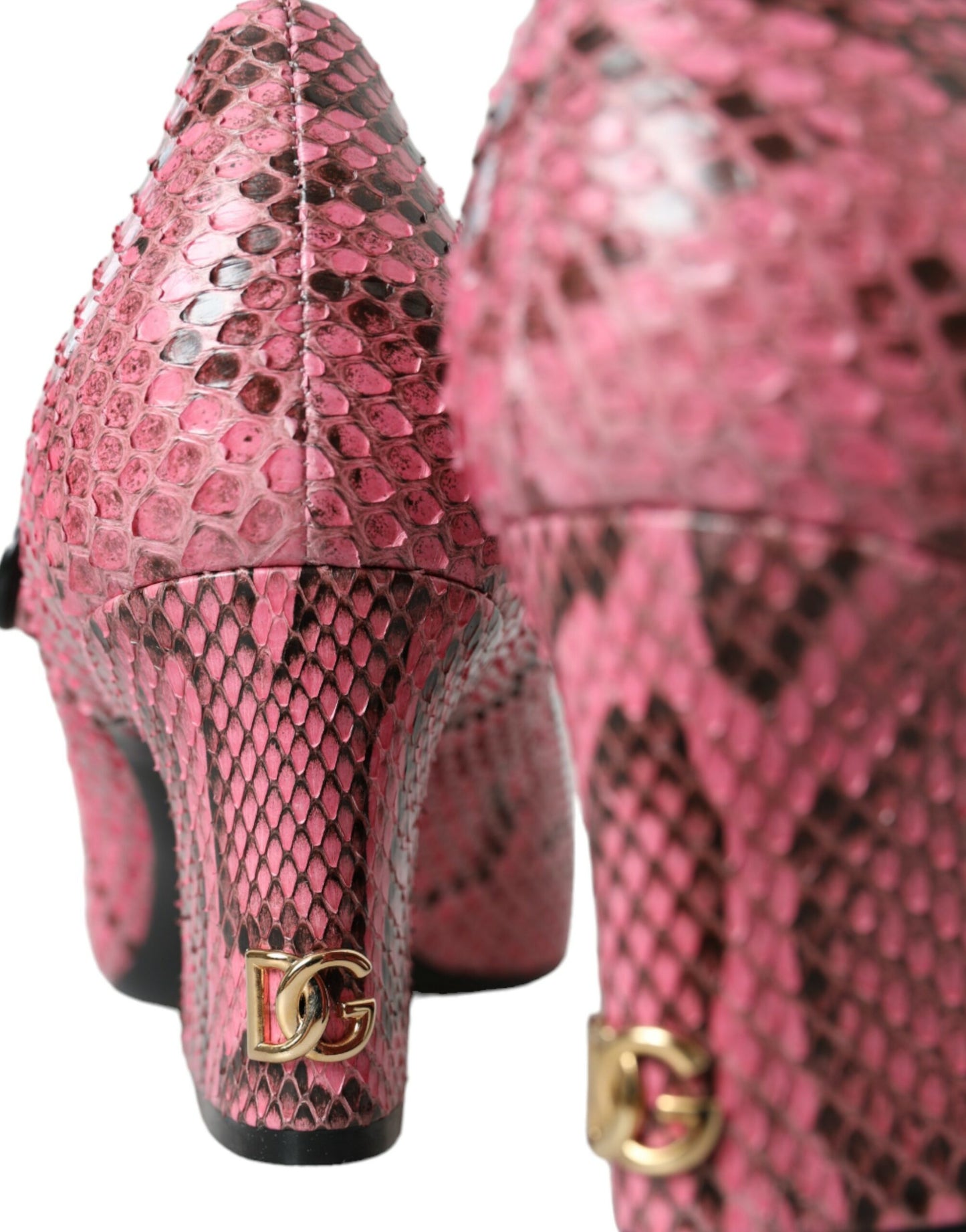 Chaussures à talons Mary Jane en cuir python rose Dolce & Gabbana