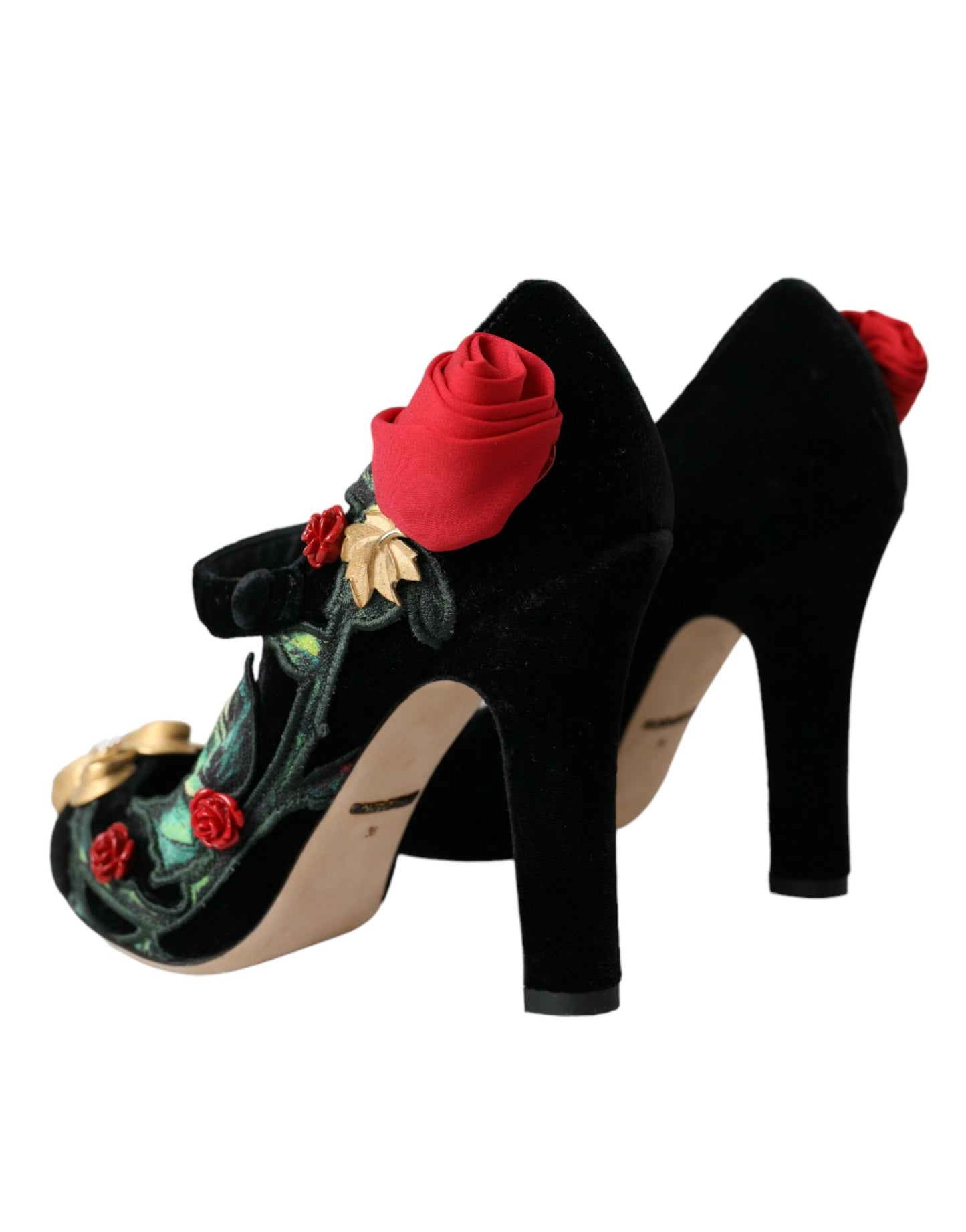Chaussures Mary Jane Dolce & Gabbana à broche en cristal et roses noires