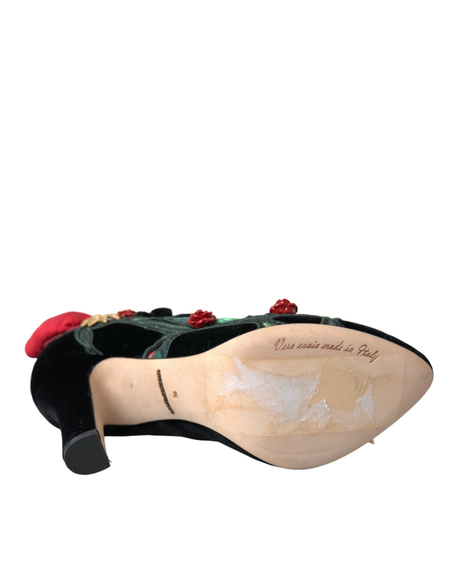 Chaussures Mary Jane Dolce & Gabbana à broche en cristal et roses noires