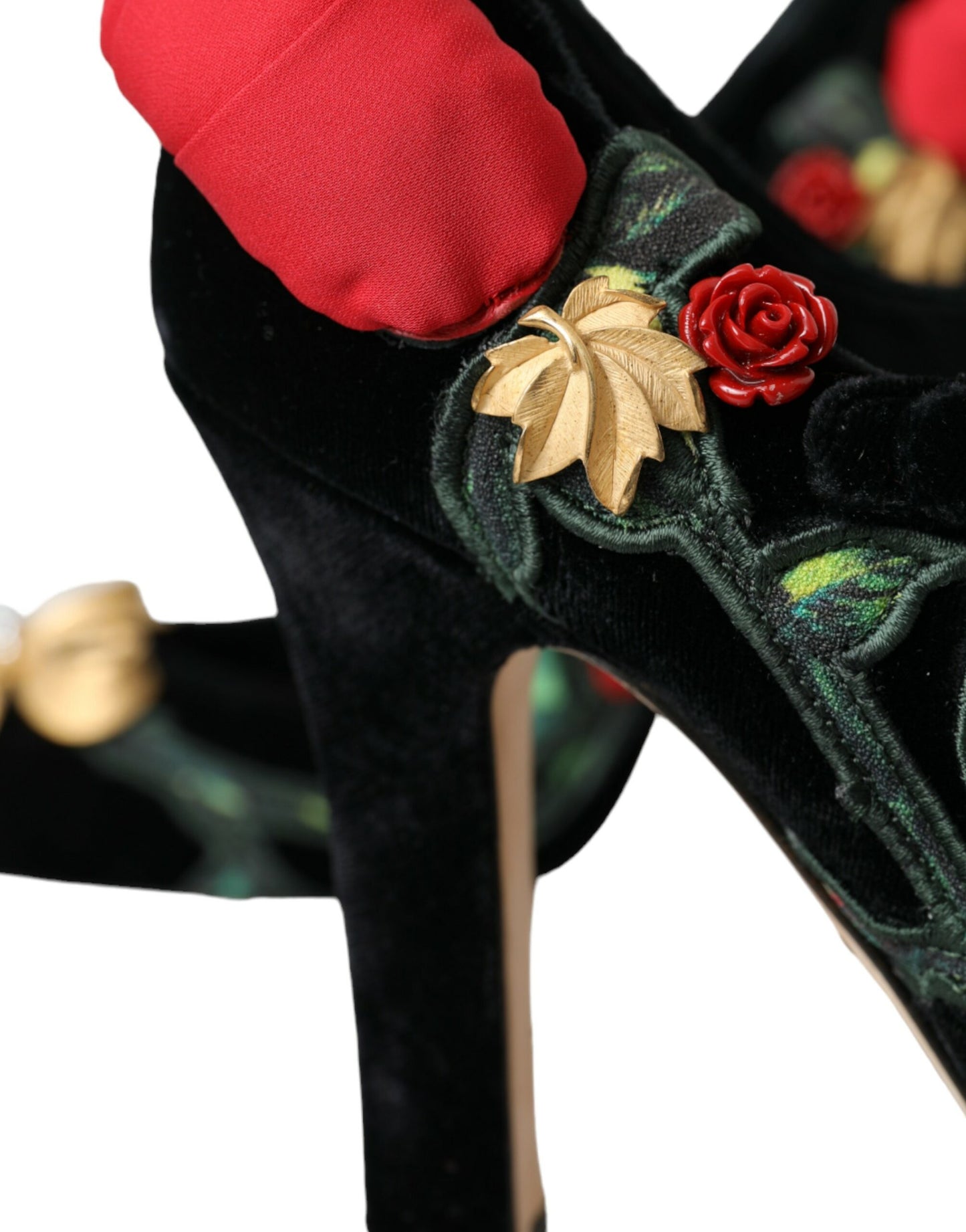 Chaussures Mary Jane Dolce & Gabbana à broche en cristal et roses noires