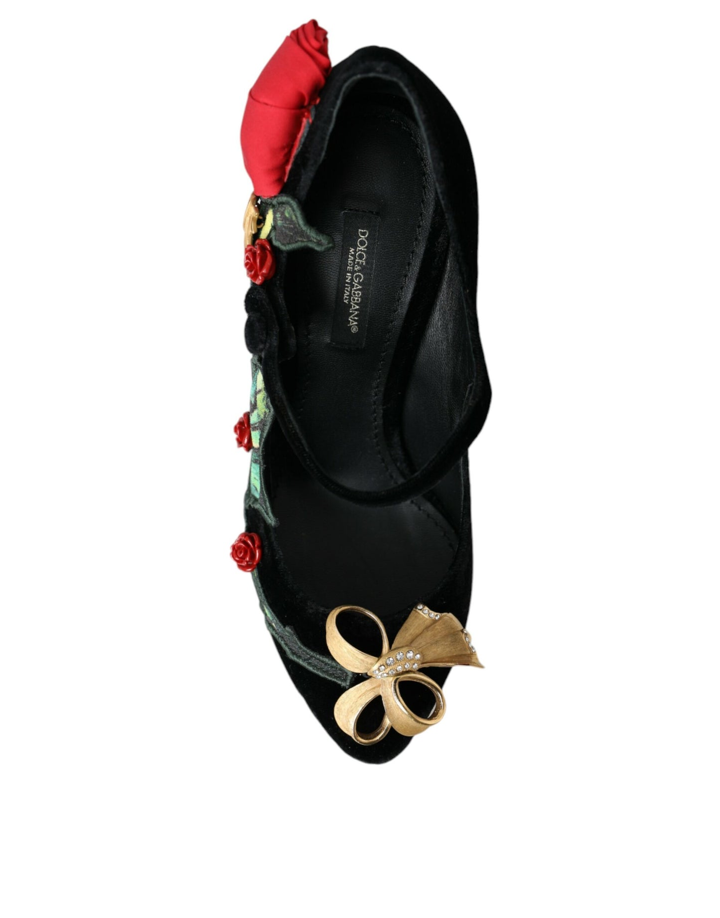 Chaussures Mary Jane Dolce & Gabbana à broche en cristal et roses noires