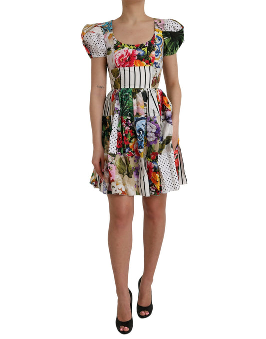 Robe courte Aline en coton patchwork multicolore Dolce & Gabbana