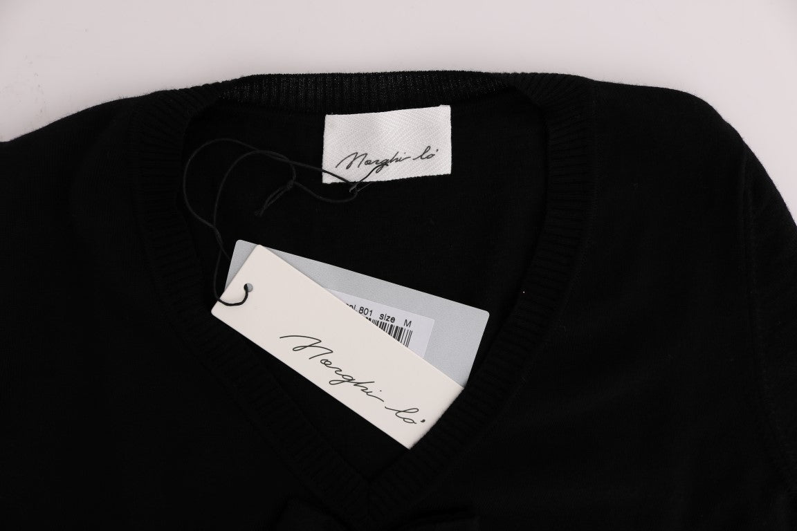 Robe droite à manches longues en laine noire MARGHI LO'
