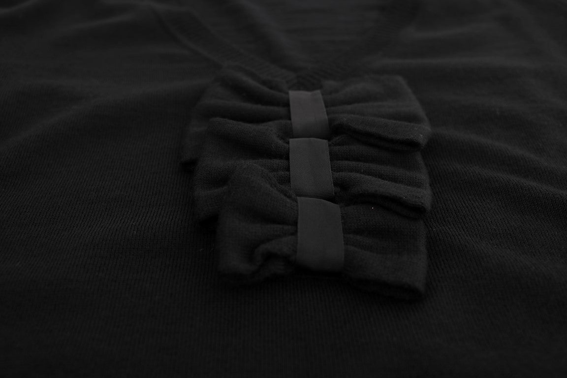 Robe droite à manches longues en laine noire MARGHI LO'