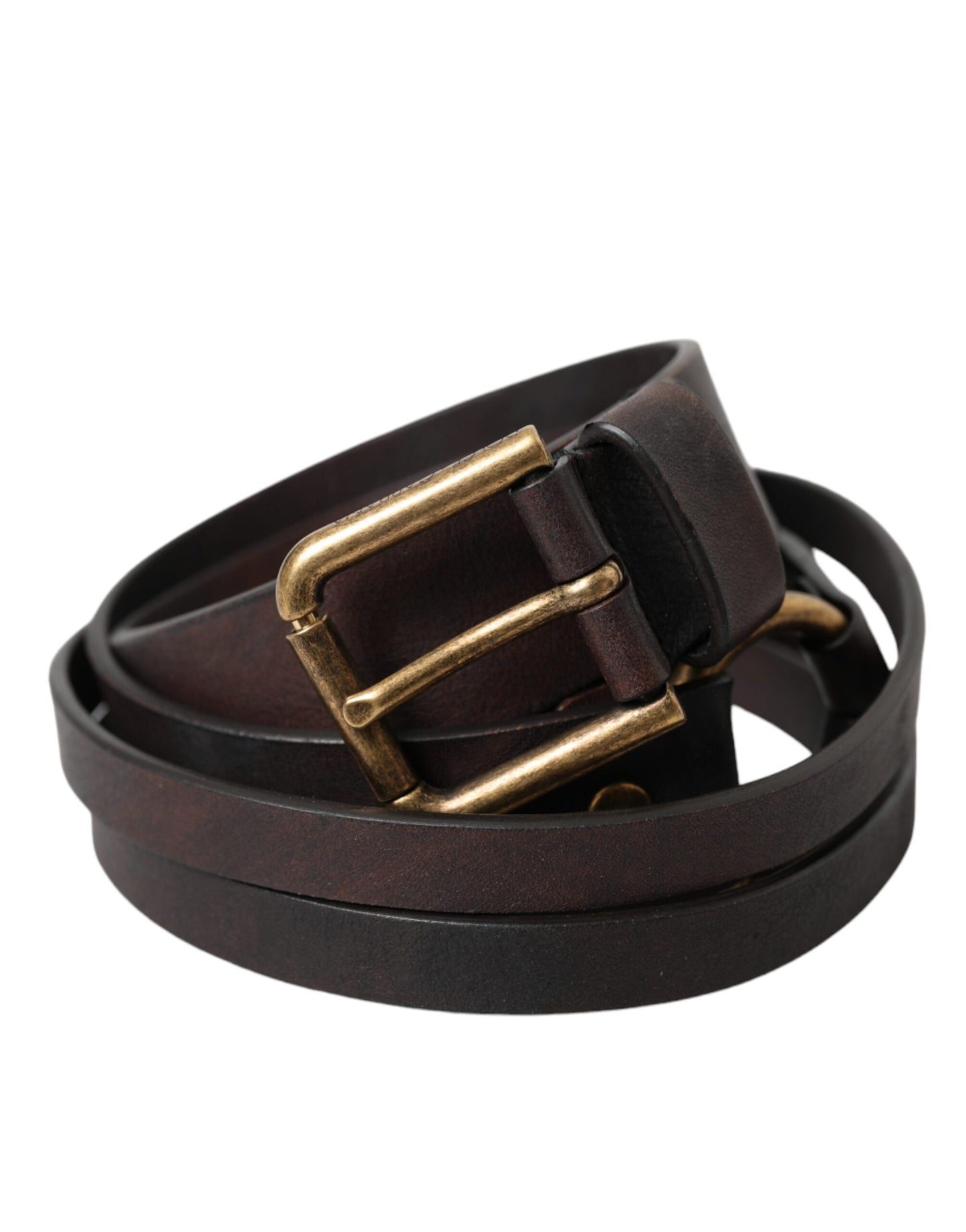 Ceinture Dolce & Gabbana en cuir marron foncé avec boucle en métal doré pour femme