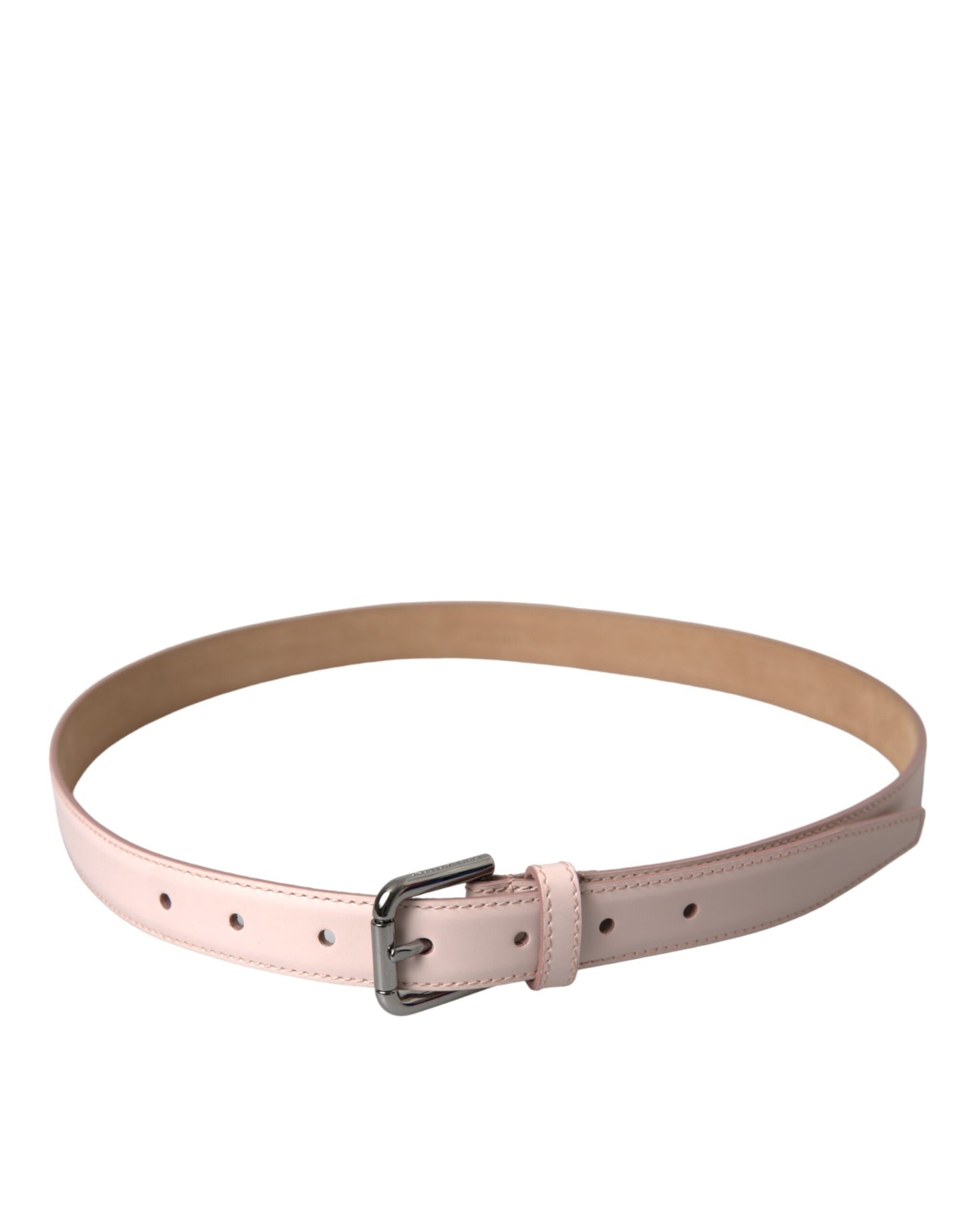Dolce & Gabbana Hellrosa Ledergürtel mit silberner Metallschnalle