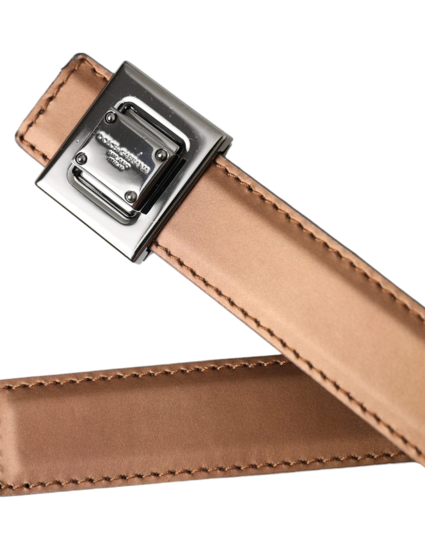 Ceinture Dolce & Gabbana en cuir bronze avec boucle carrée en métal