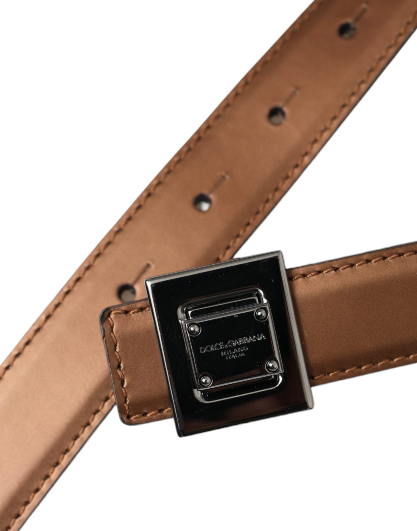 Ceinture Dolce & Gabbana en cuir bronze avec boucle carrée en métal