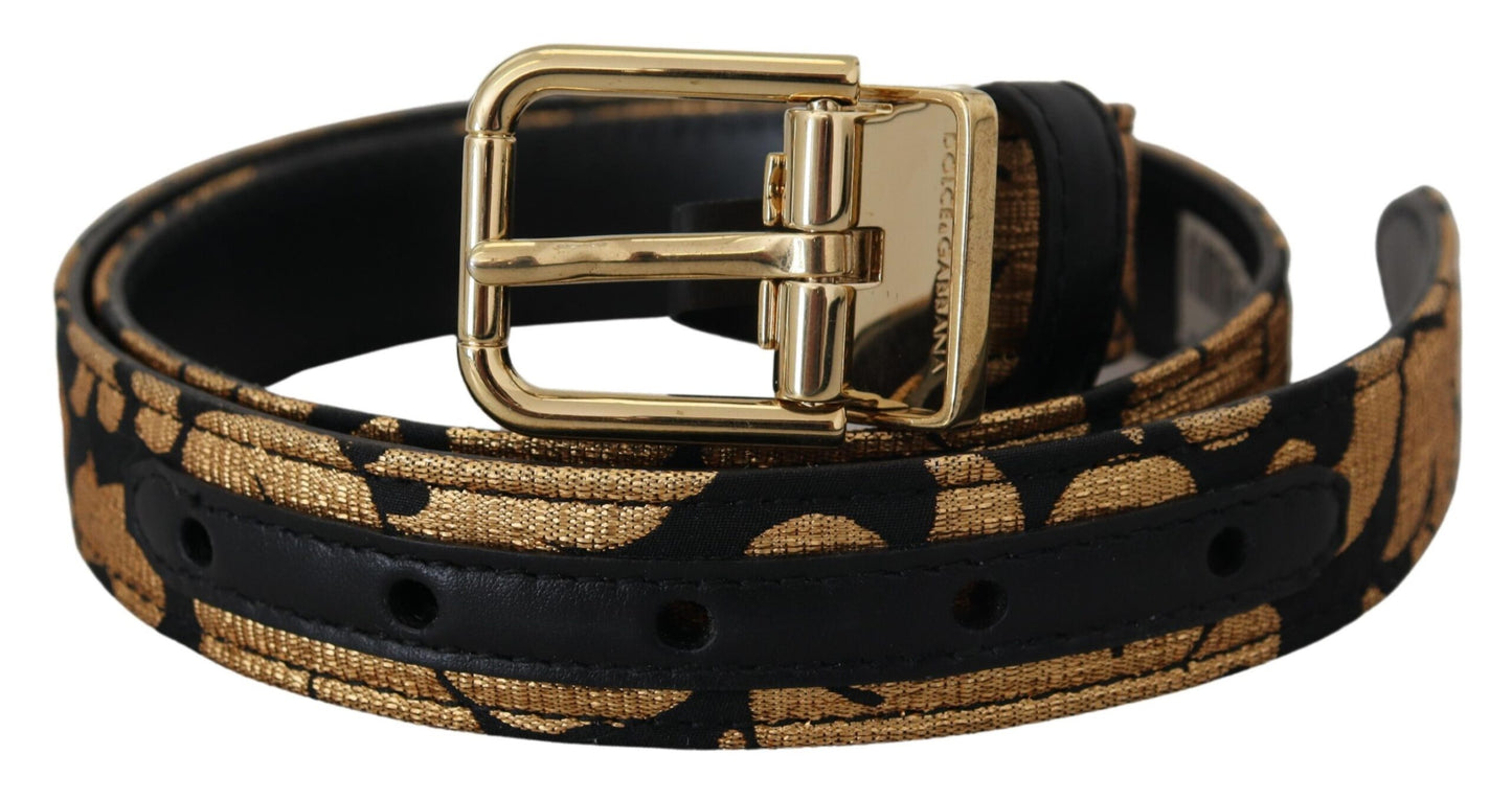 Ceinture à boucle logo en cuir jacquard multicolore Dolce & Gabbana