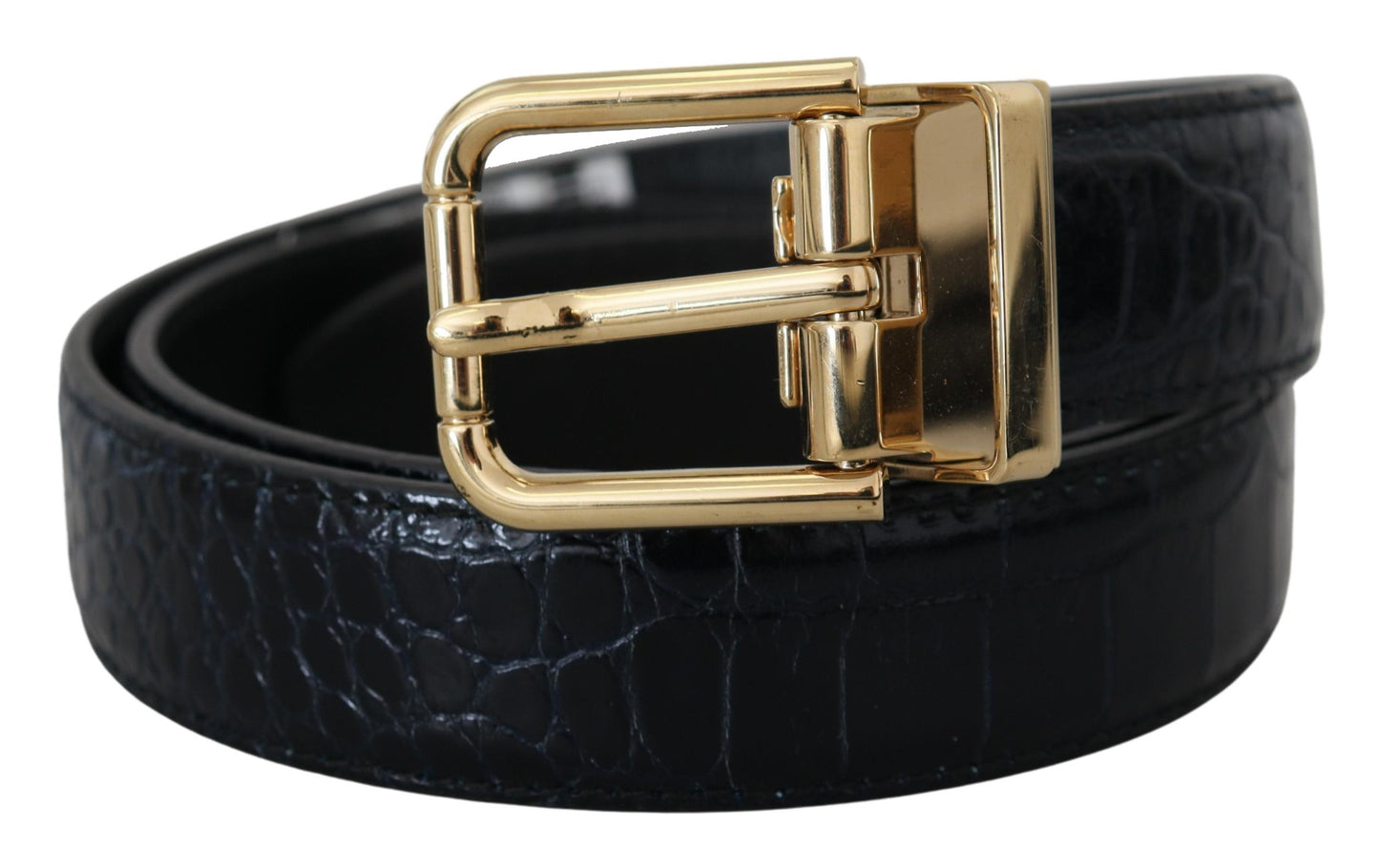 Ceinture Dolce & Gabbana en cuir exotique noir avec boucle en métal doré
