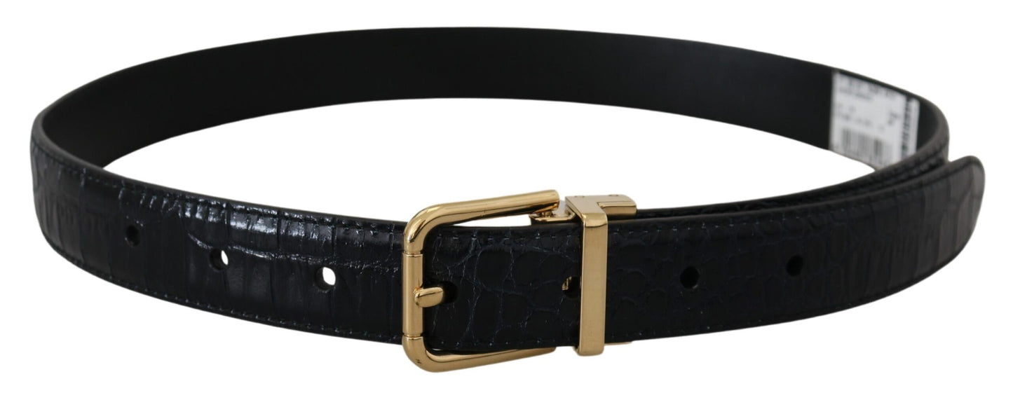 Ceinture Dolce & Gabbana en cuir exotique noir avec boucle en métal doré