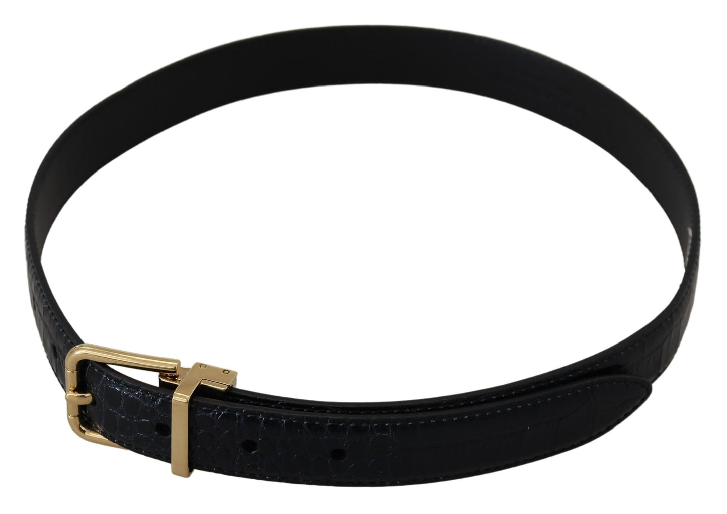 Ceinture Dolce & Gabbana en cuir exotique noir avec boucle en métal doré