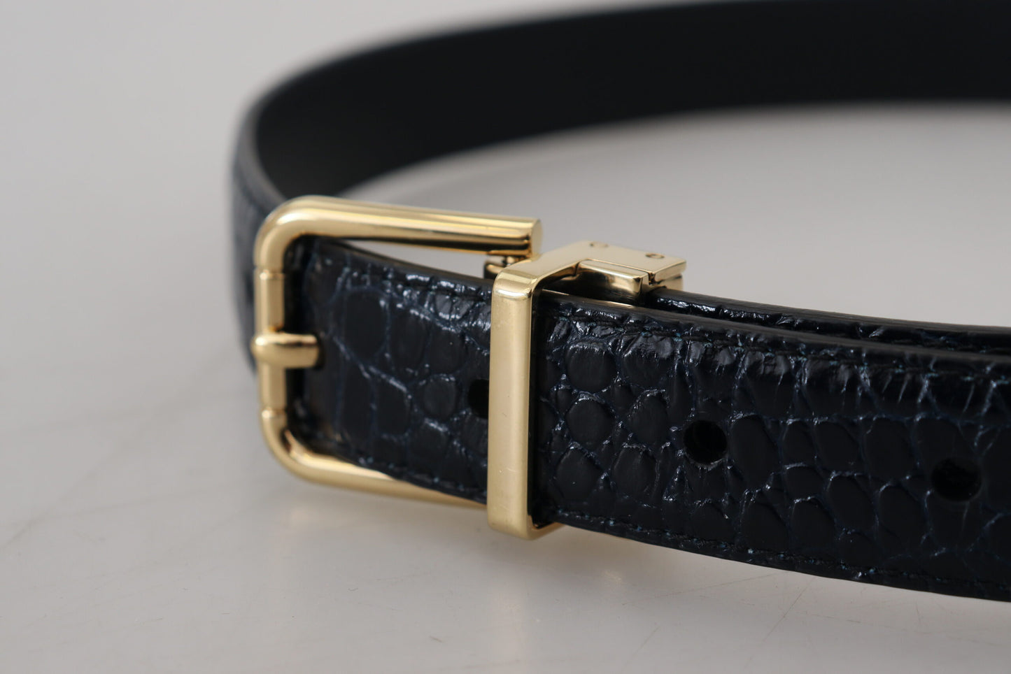 Ceinture Dolce & Gabbana en cuir exotique noir avec boucle en métal doré