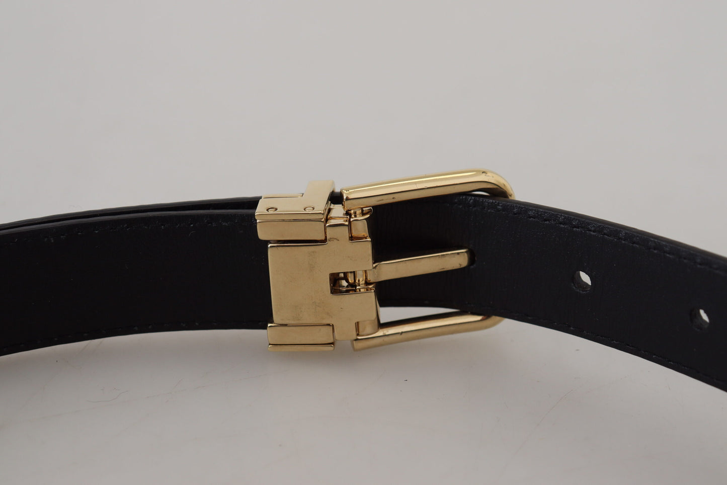 Ceinture Dolce & Gabbana en cuir exotique noir avec boucle en métal doré