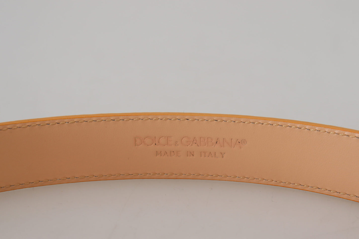Ceinture Dolce & Gabbana en cuir exotique beige avec boucle en métal doré