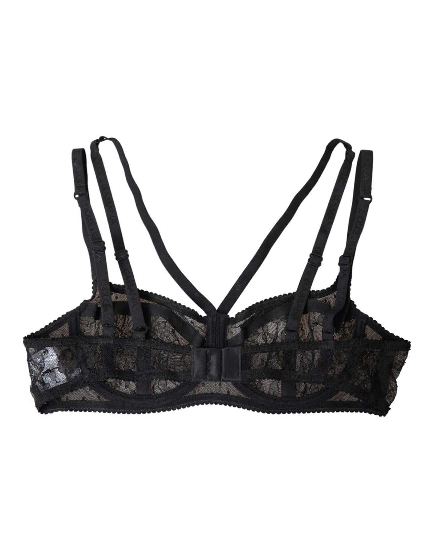 Soutien-gorge balconnet en nylon et dentelle florale noire Dolce & Gabbana