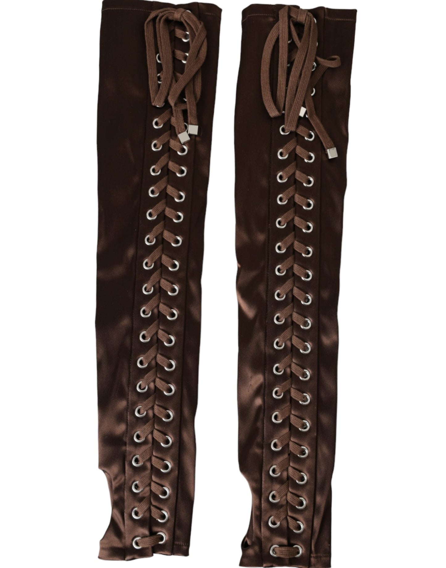 Gants sans doigts à lacets en acétate marron Dolce & Gabbana