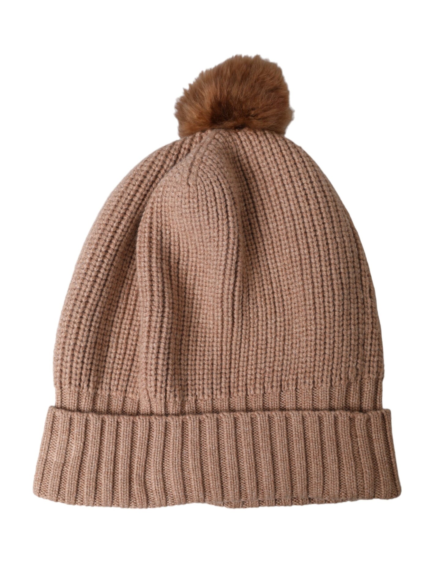 Bonnet d'hiver en fourrure tricotée marron uni Dolce & Gabbana