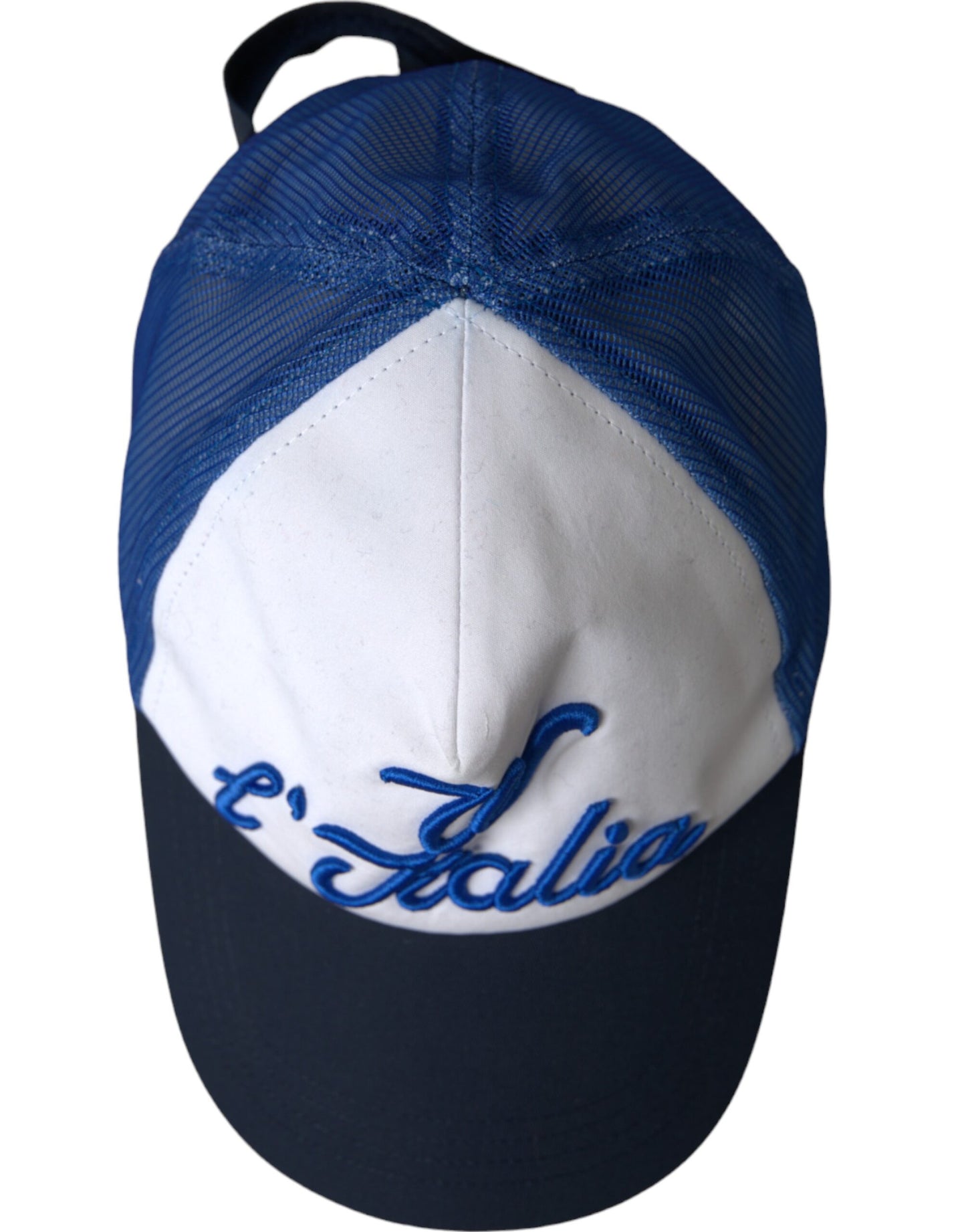 Casquette de baseball en maille Italia bleue, blanche et noire Dolce & Gabbana