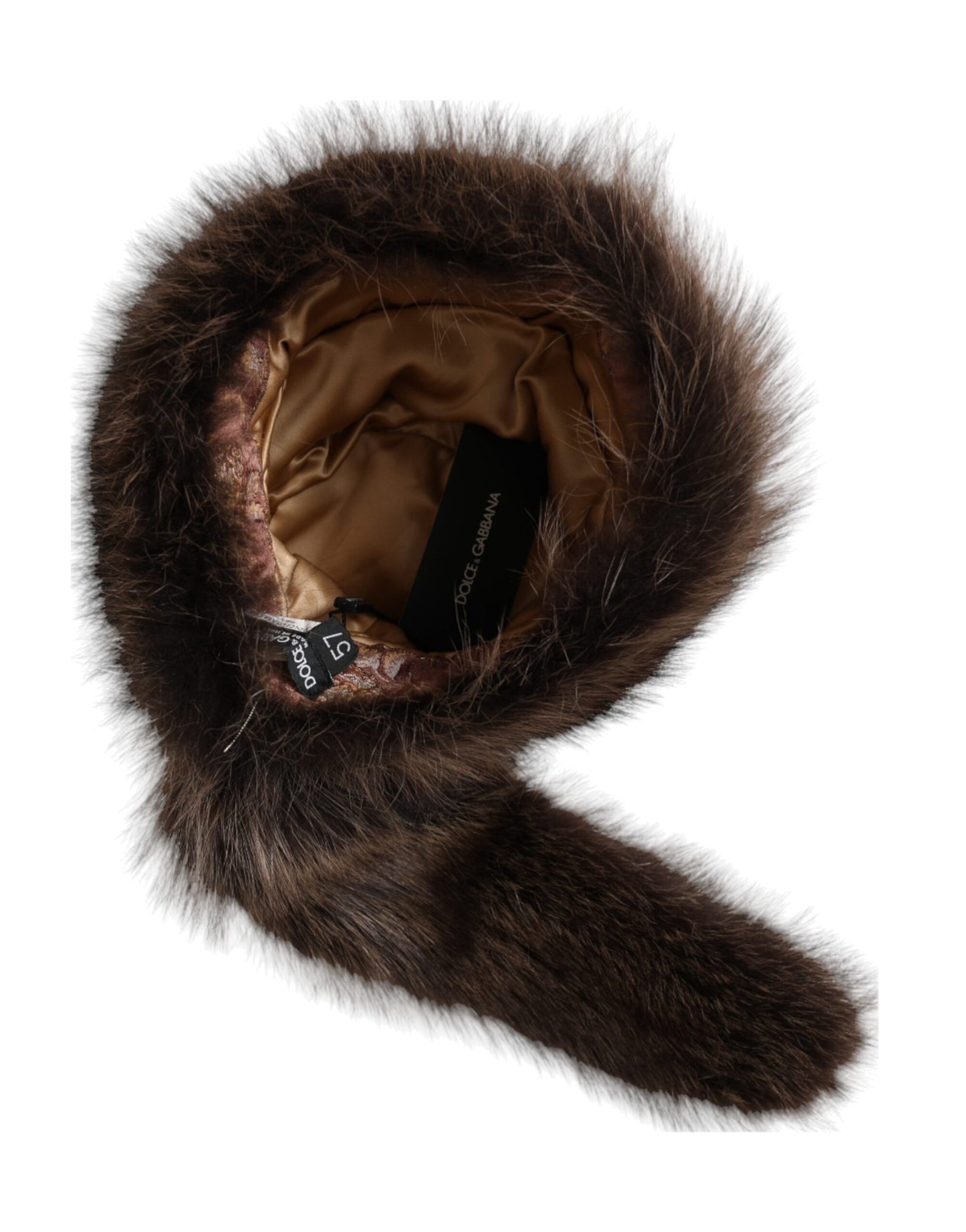 Chapeau bob en fourrure de raton laveur marron Dolce & Gabbana pour femme
