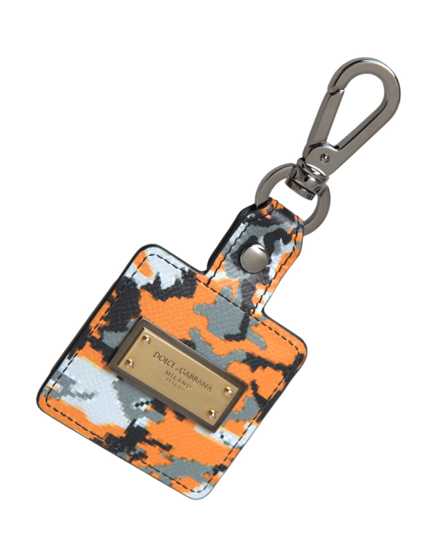 Étui pour Airpods Dolce & Gabbana en cuir à imprimé camouflage multicolore avec logo en métal