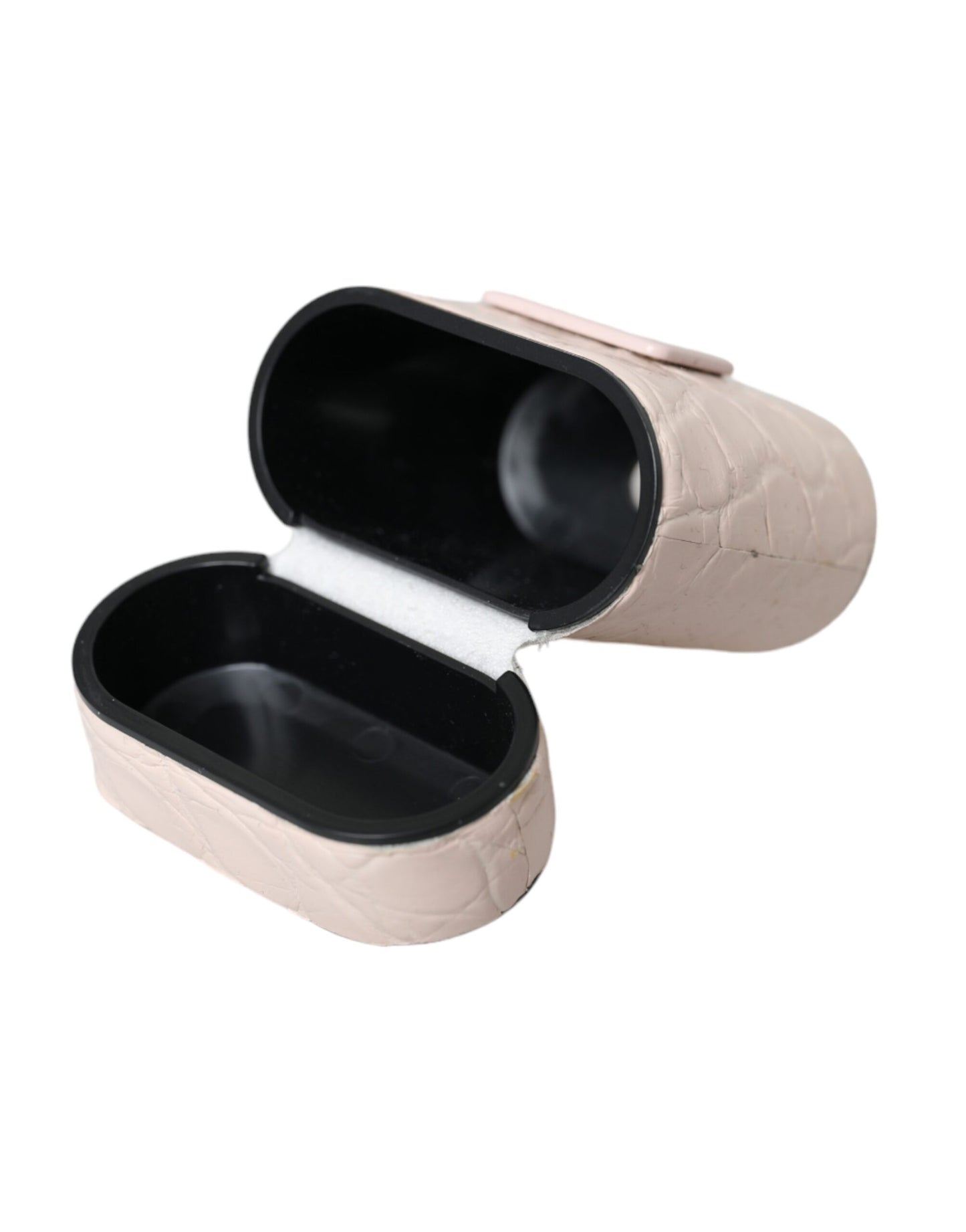Dolce & Gabbana – Airpods-Hülle aus hellrosa Leder mit Metall-Logoplakette