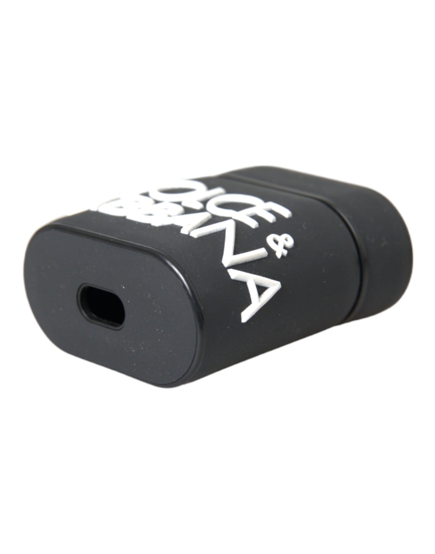 Étui pour Airpods Dolce & Gabbana en silicone noir et blanc avec logo en relief