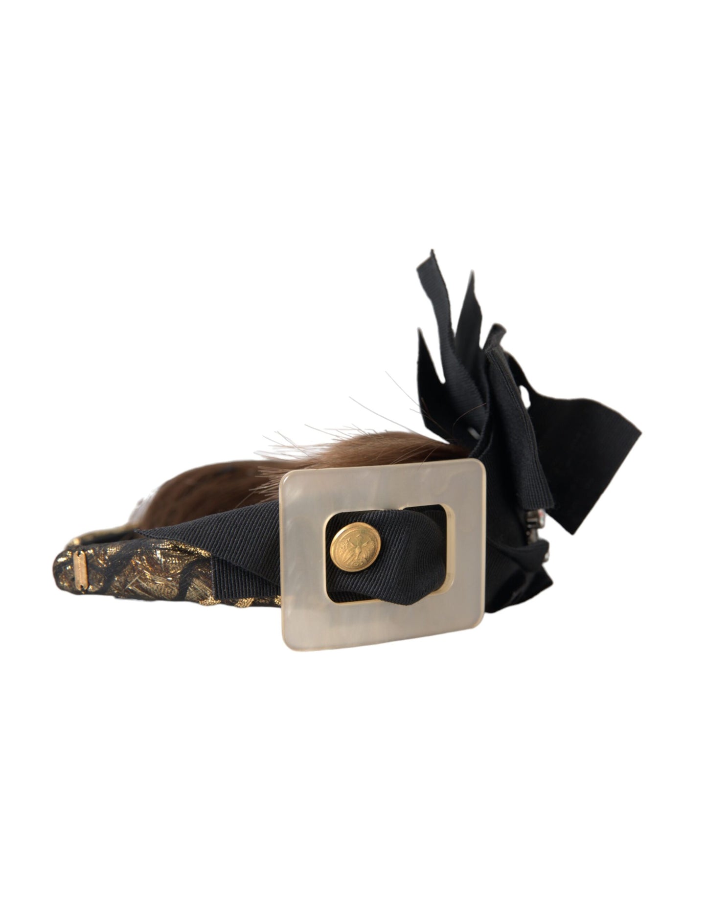 Bandeau diadème pour cheveux bruns avec boutons en cristal noir Dolce & Gabbana