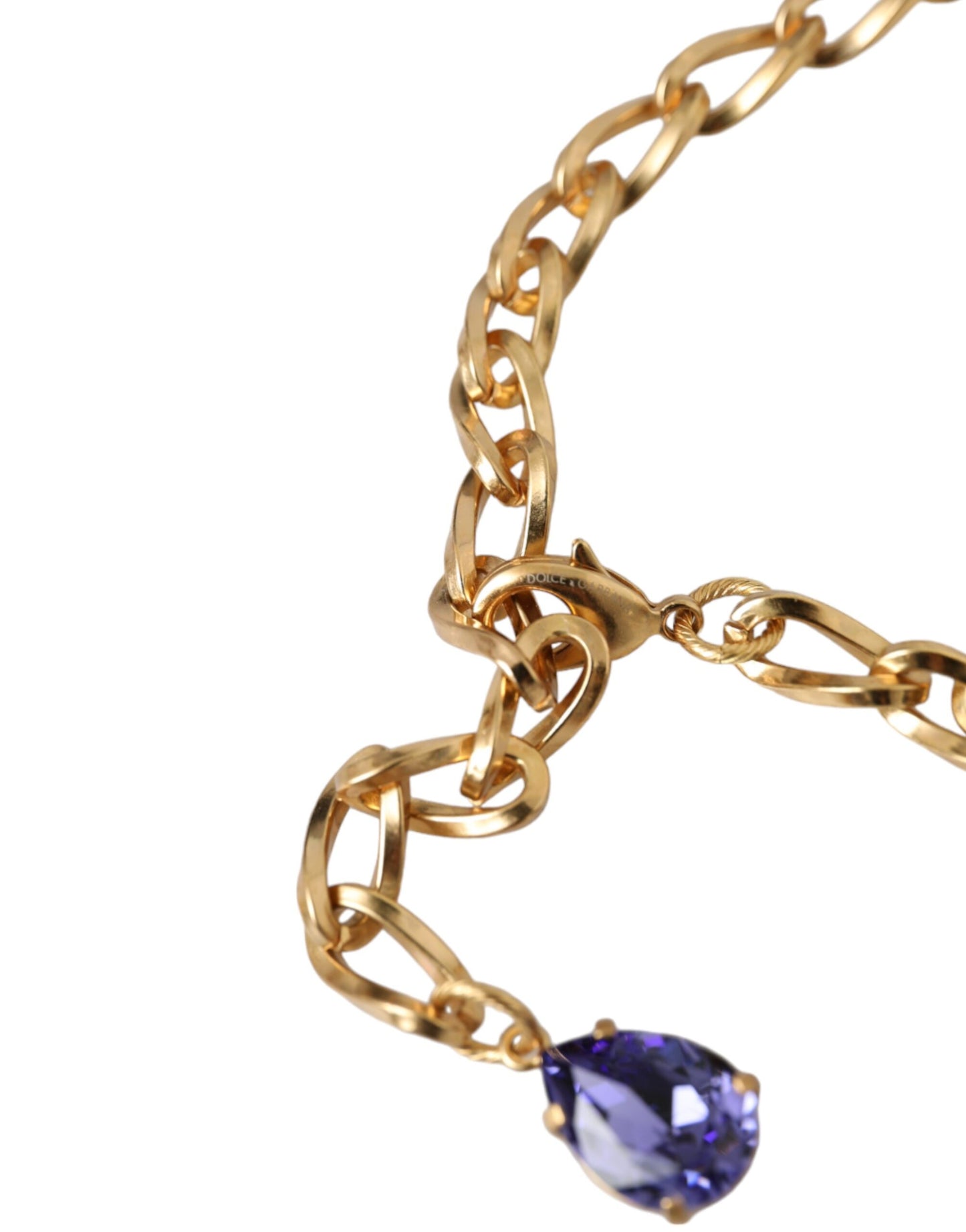 Collier Dolce & Gabbana avec pendentifs en laiton doré et perles violettes et roses